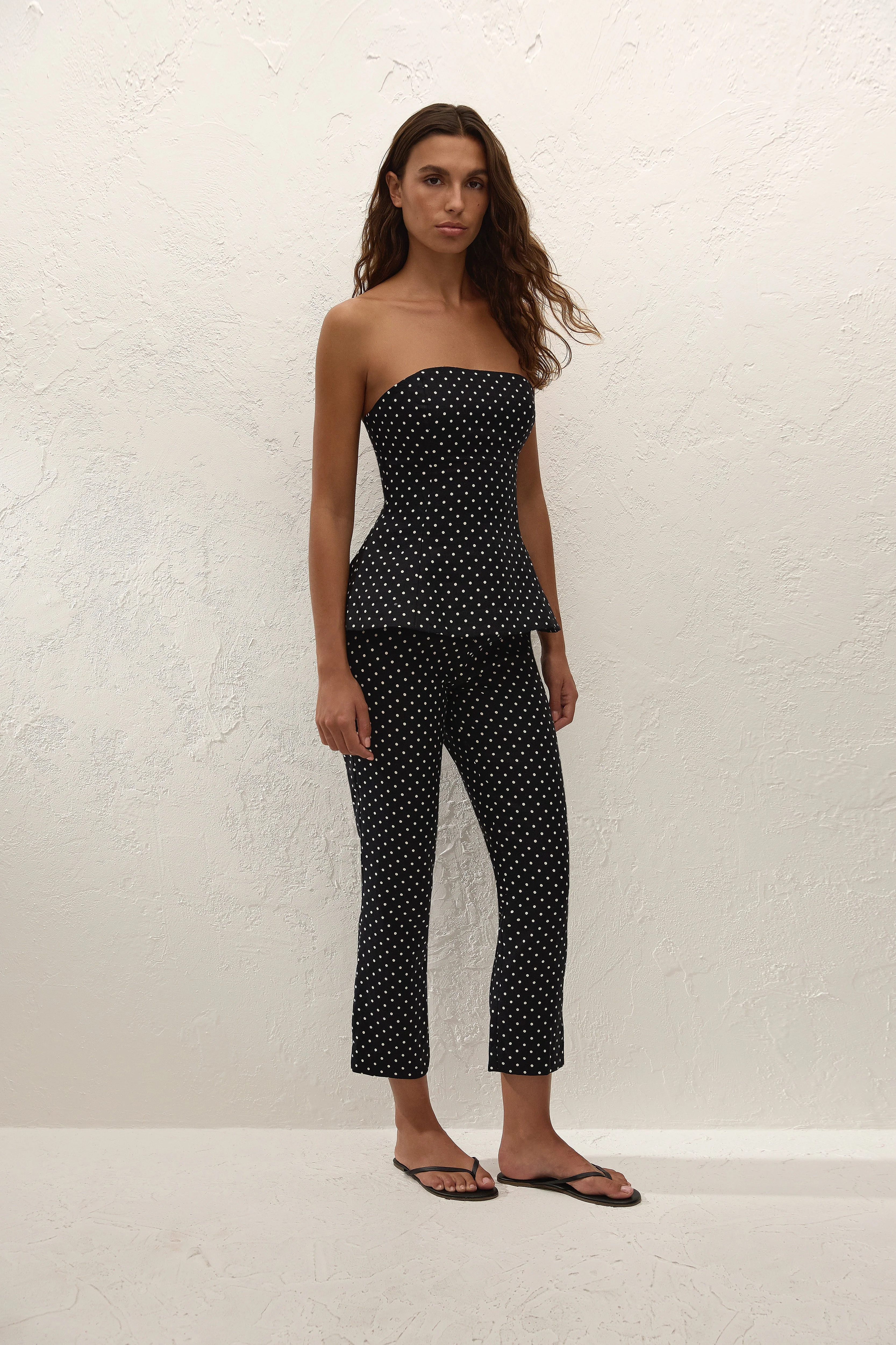 Faithfull - Iria Capri Pant Lola Polka Dot Black Cream - Image 3