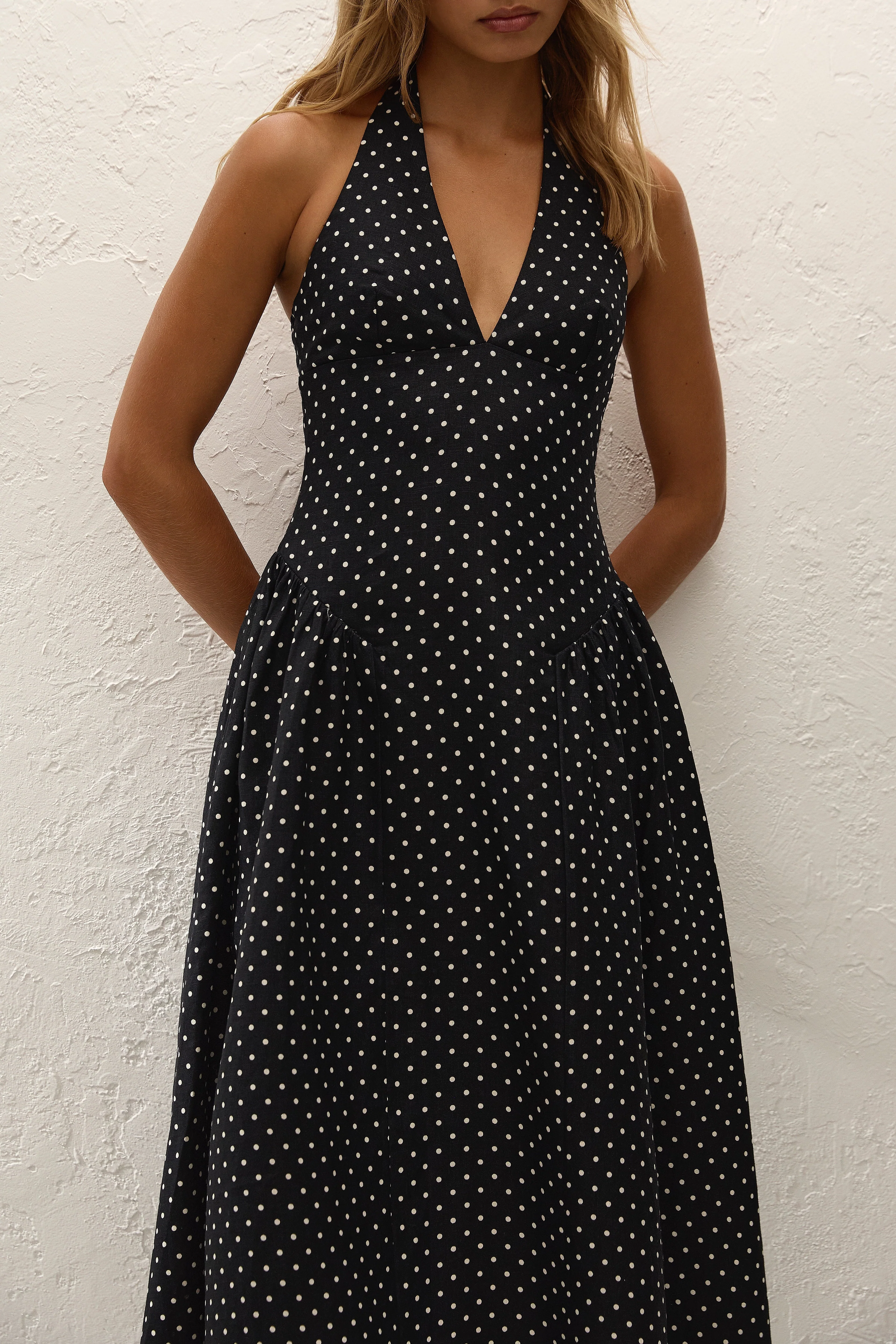 Faithfull - La Cala Midi Dress Lola Polka Dot Black Cream - Image 2