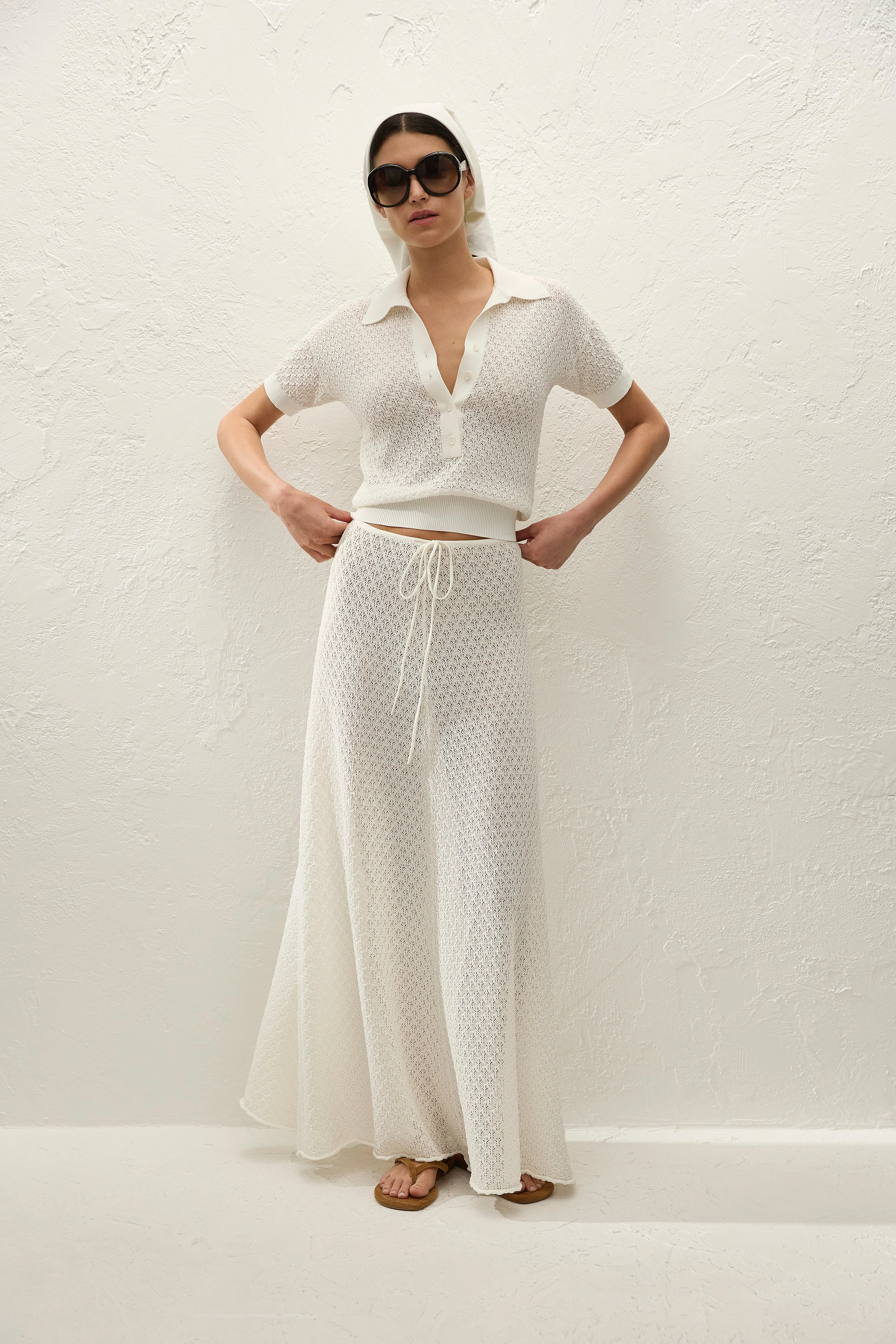 Faithfull - Lenna Skirt Pointelle Lace Vintage White