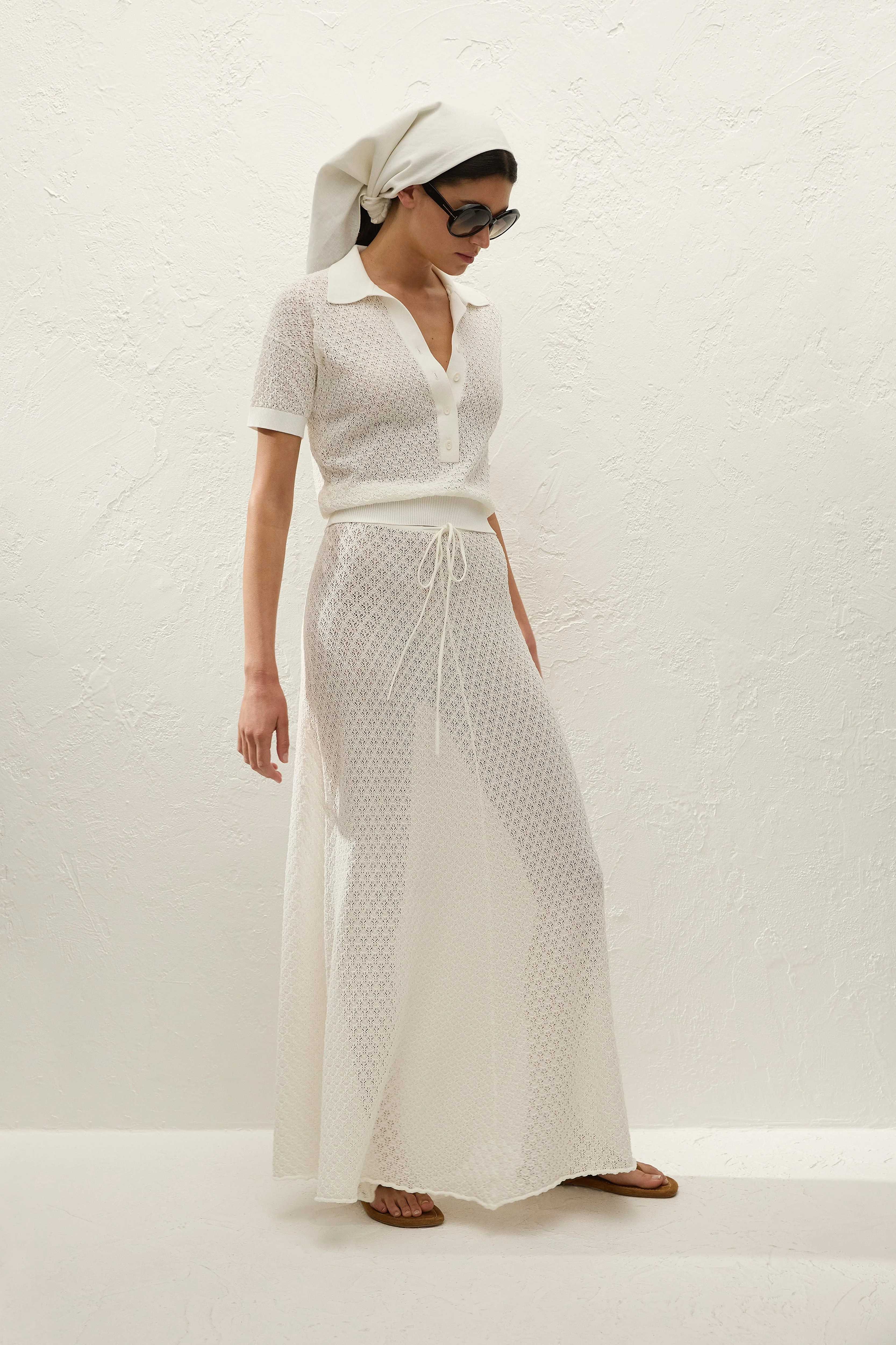 Faithfull - Lenna Skirt Pointelle Lace Vintage White - Image 4