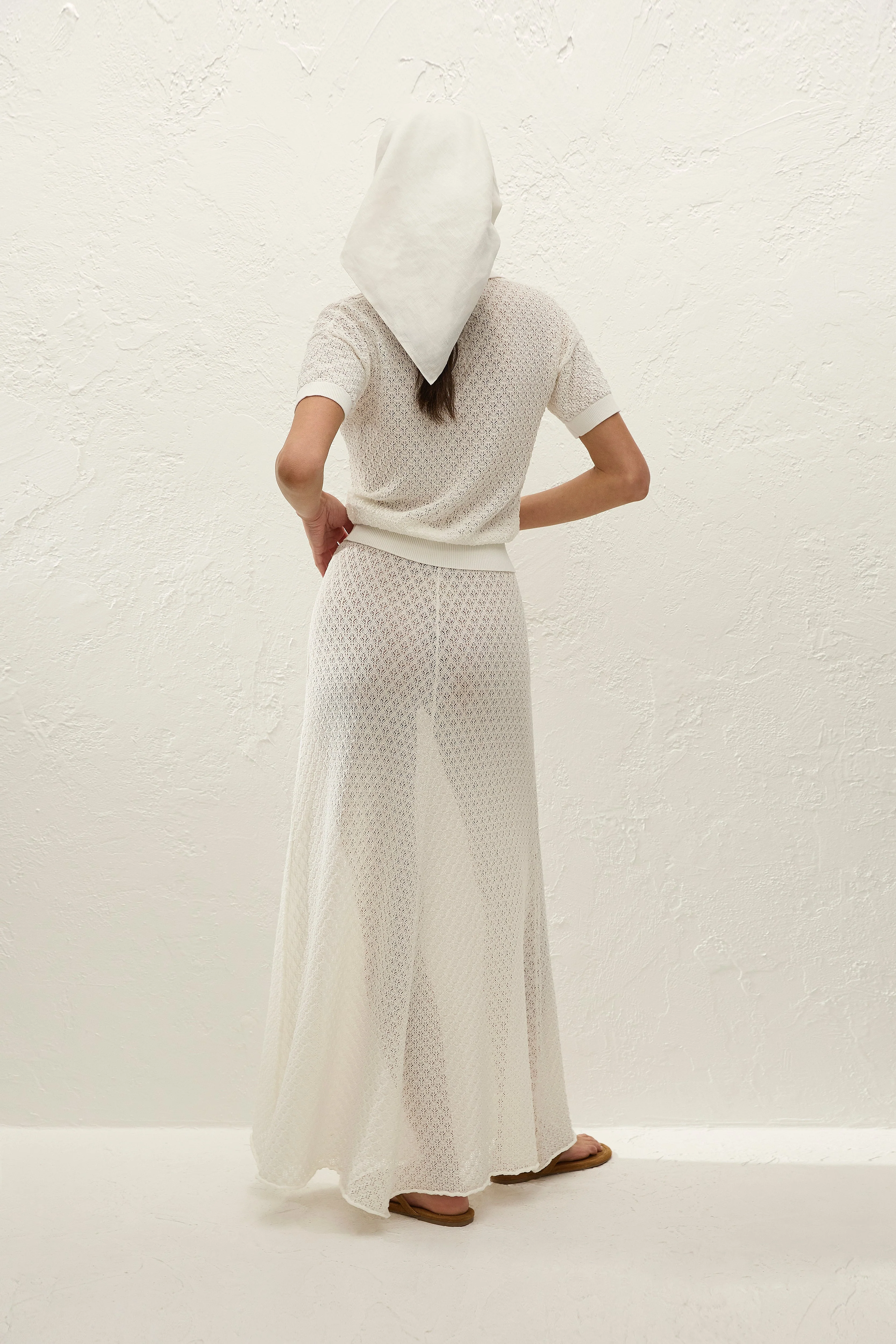 Faithfull - Lenna Skirt Pointelle Lace Vintage White - Image 6