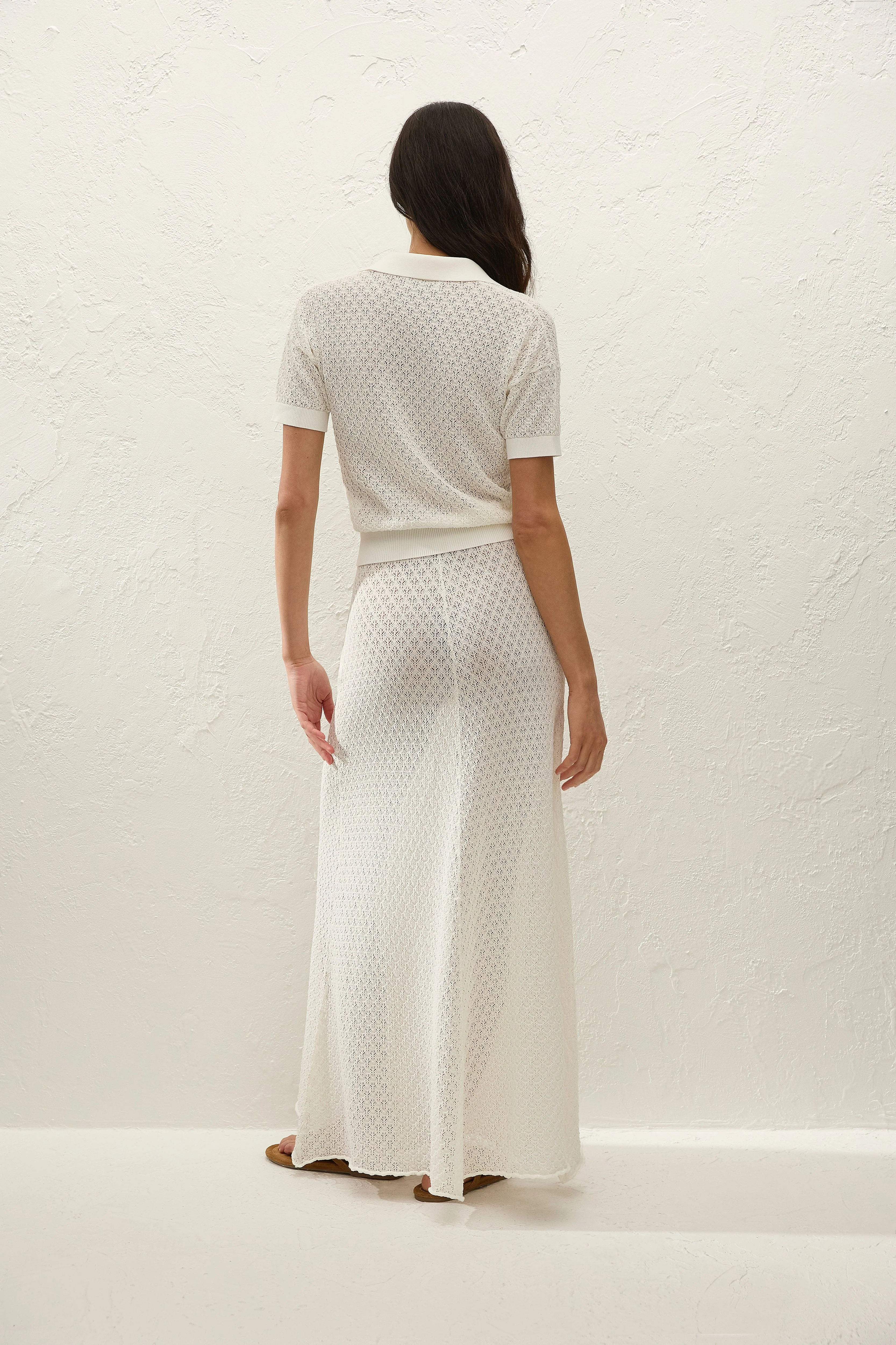 Faithfull - Lenna Skirt Pointelle Lace Vintage White - Image 9