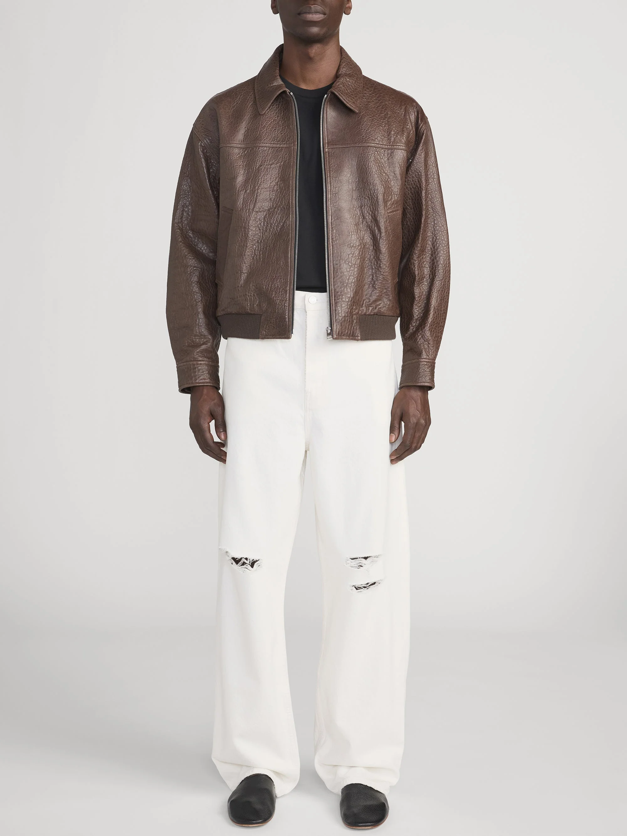 FRAME - Textured Leather Bomber - Image 2