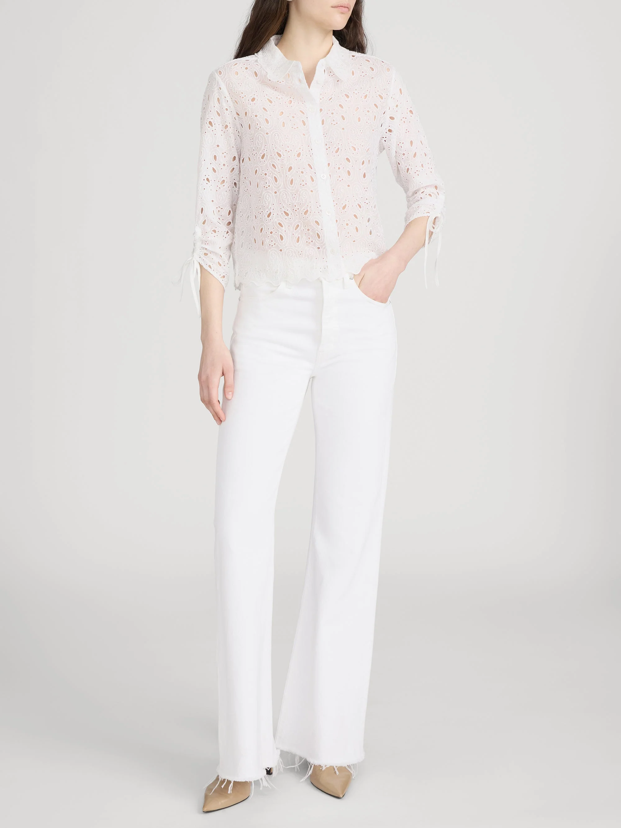 FRAME - The Paisley Eyelet Cinch Sleeve Shirt - Image 2