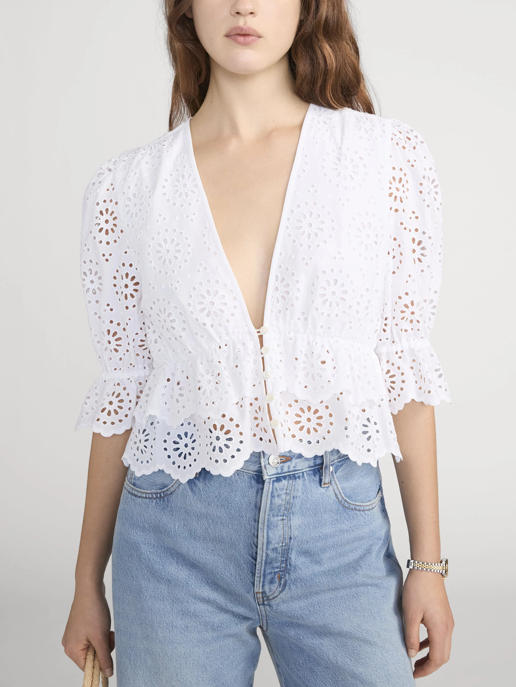 FRAME - The Solstice Eyelet Blouse - Image 3