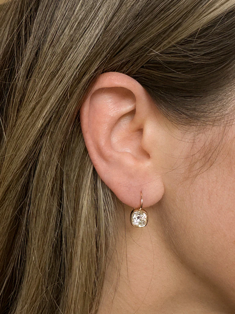 Kinn - Harper 2ctw Cushion Cut Drop Earrings Yellow Gold - Image 5