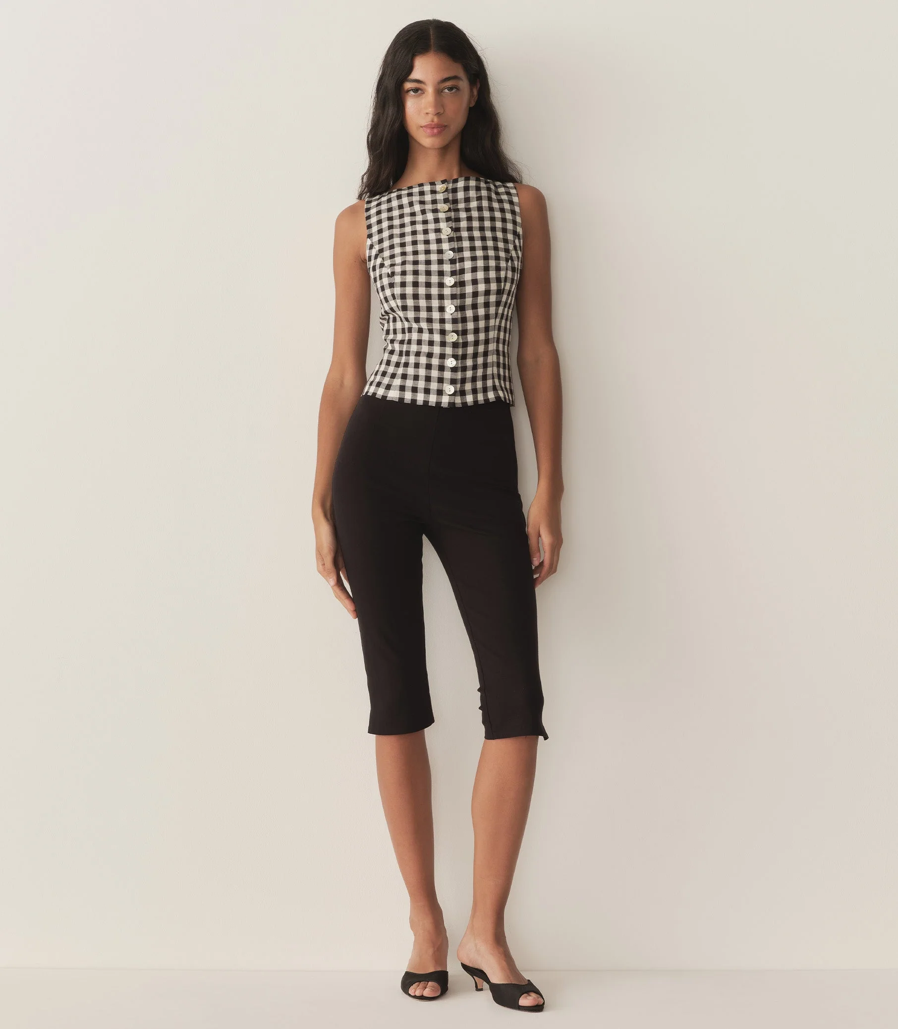 DÔEN - HAYDEN TOP -- BLACK MARILYN GINGHAM - Image 4