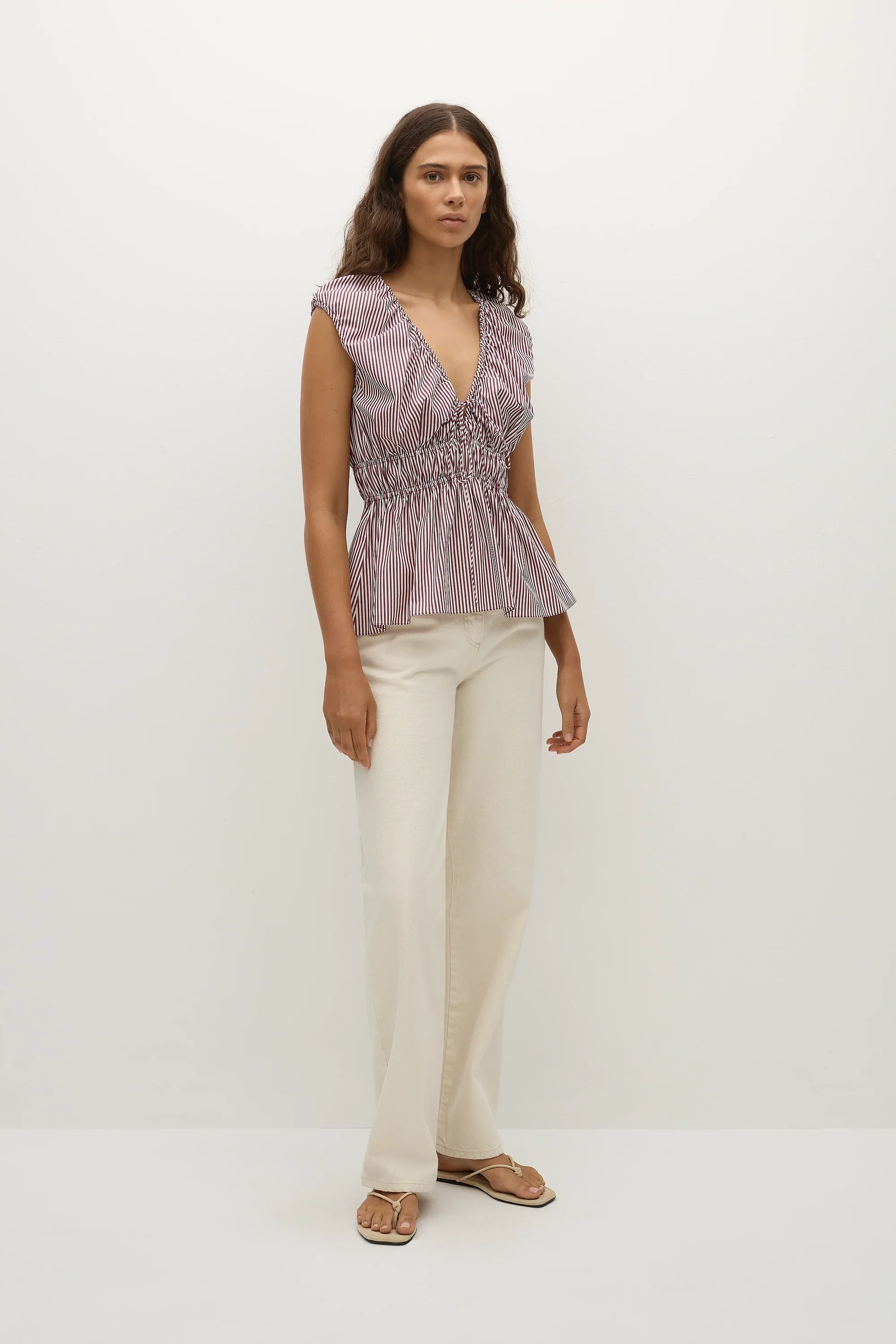 Faithfull - Hedda Top Maia Stripe Burgundy - Final Sale - Image 3