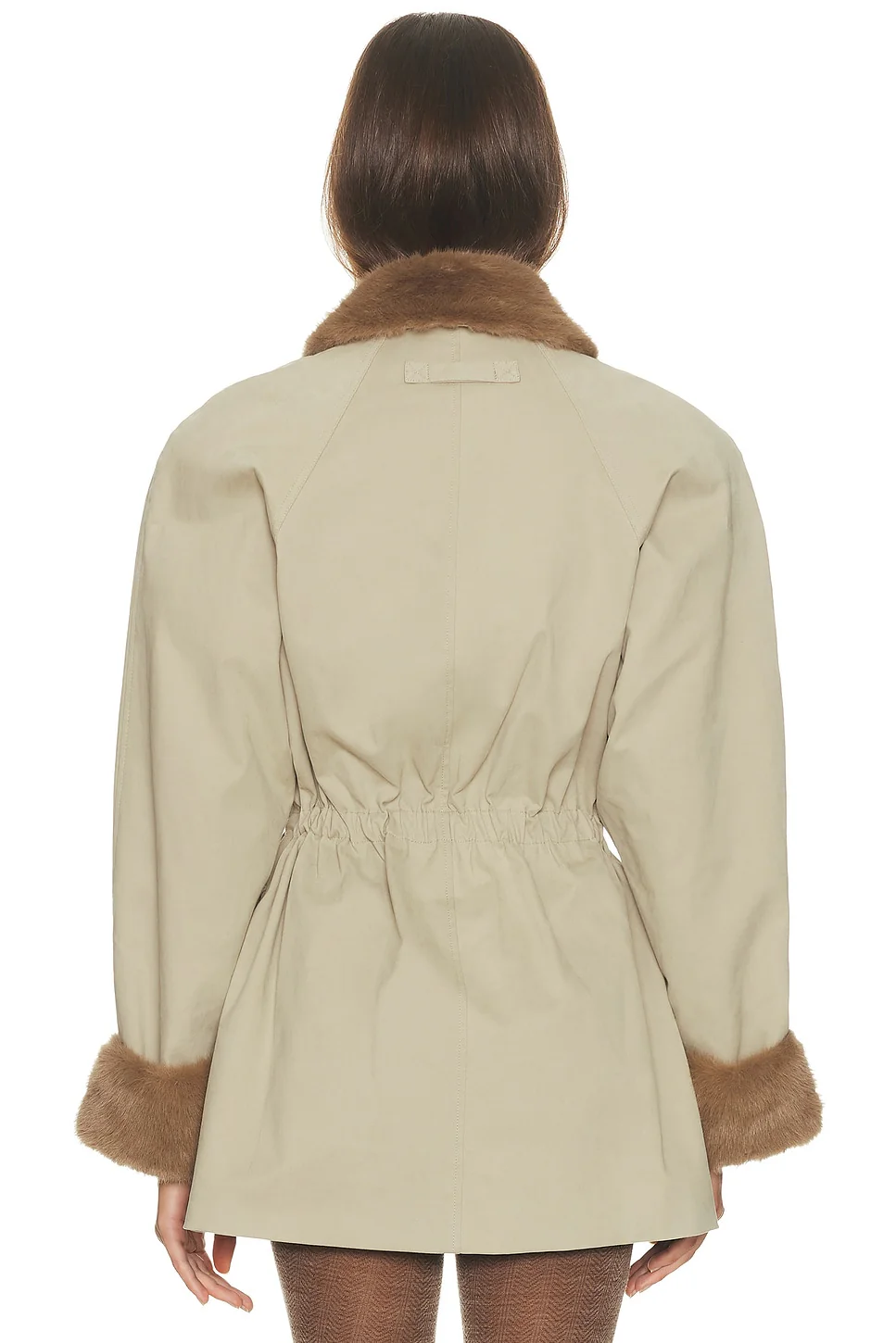Helsa - The Balmoral Jacket With Faux Fur Trim in Khaki - Image 4