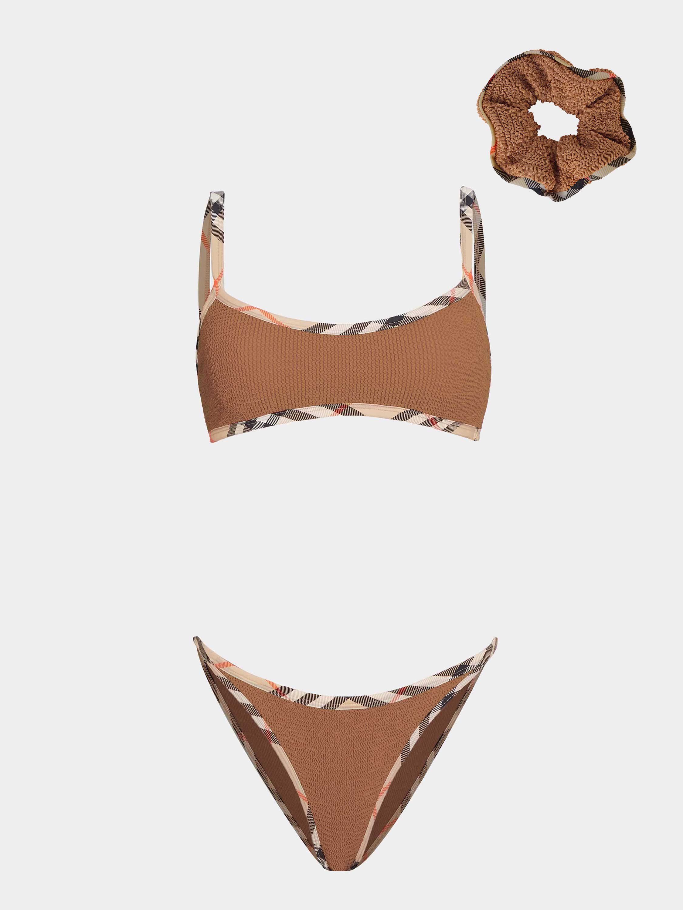 Hunza G x Burberry - Burberry x Hunza G Tyler Bikini - Metallic Cocoa/Check - Image 2
