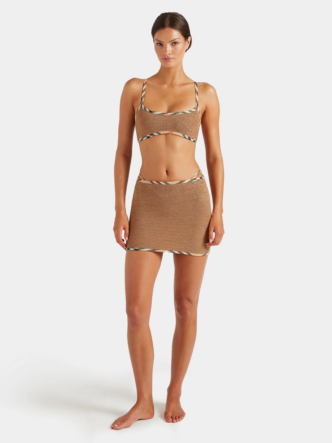 Hunza G x Burberry - Burberry x Hunza G Tyler Bikini - Metallic Cocoa/Check - Image 7