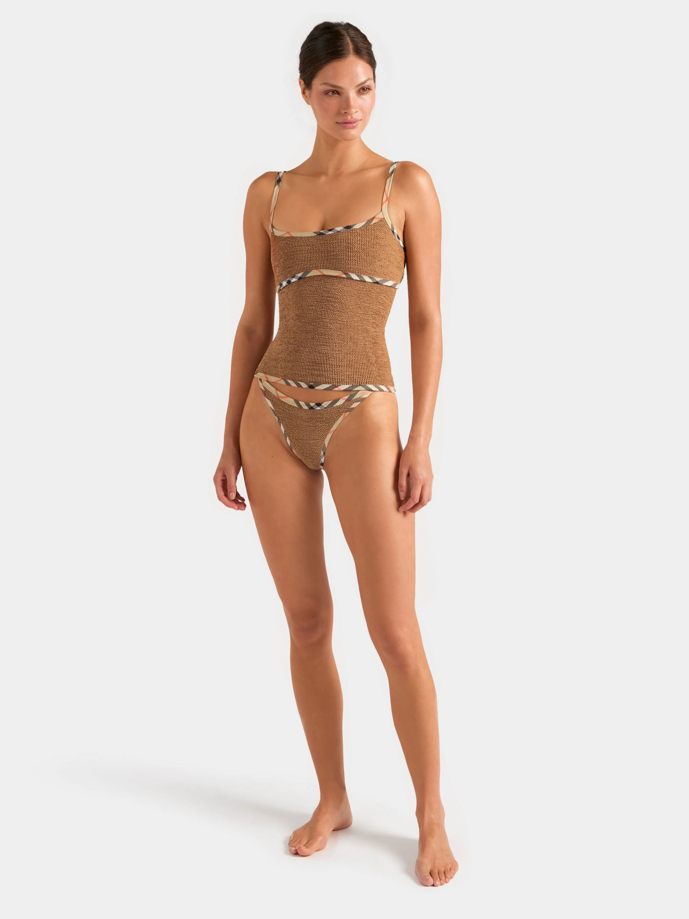 Hunza G x Burberry - Burberry x Hunza G Tyler Bikini - Metallic Cocoa/Check - Image 8