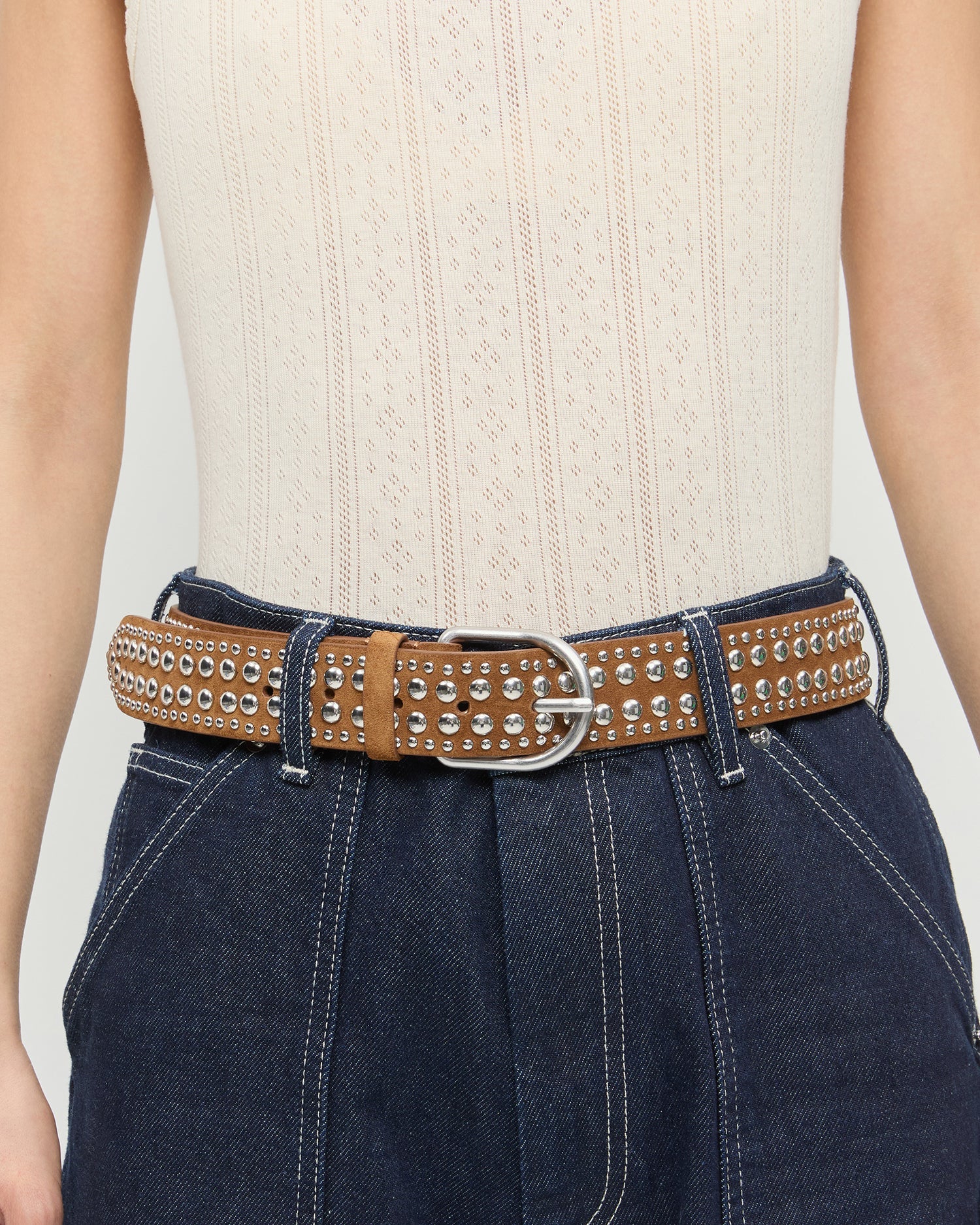 Loeffler Randall - Isaac Cacao/Silver Studded Belt - Image 3