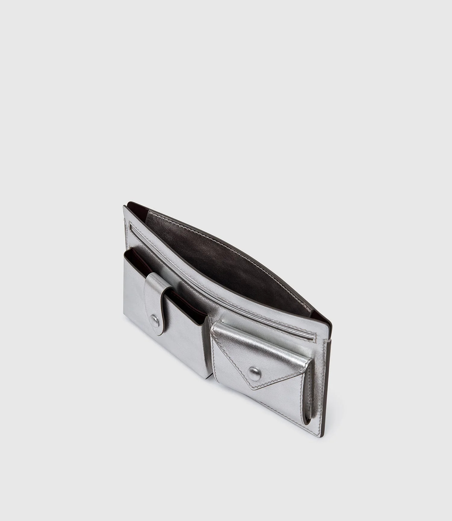 Metier - ISSIMO | Métier Inside Out Wallet Metallic Calfskin Silver - Image 2