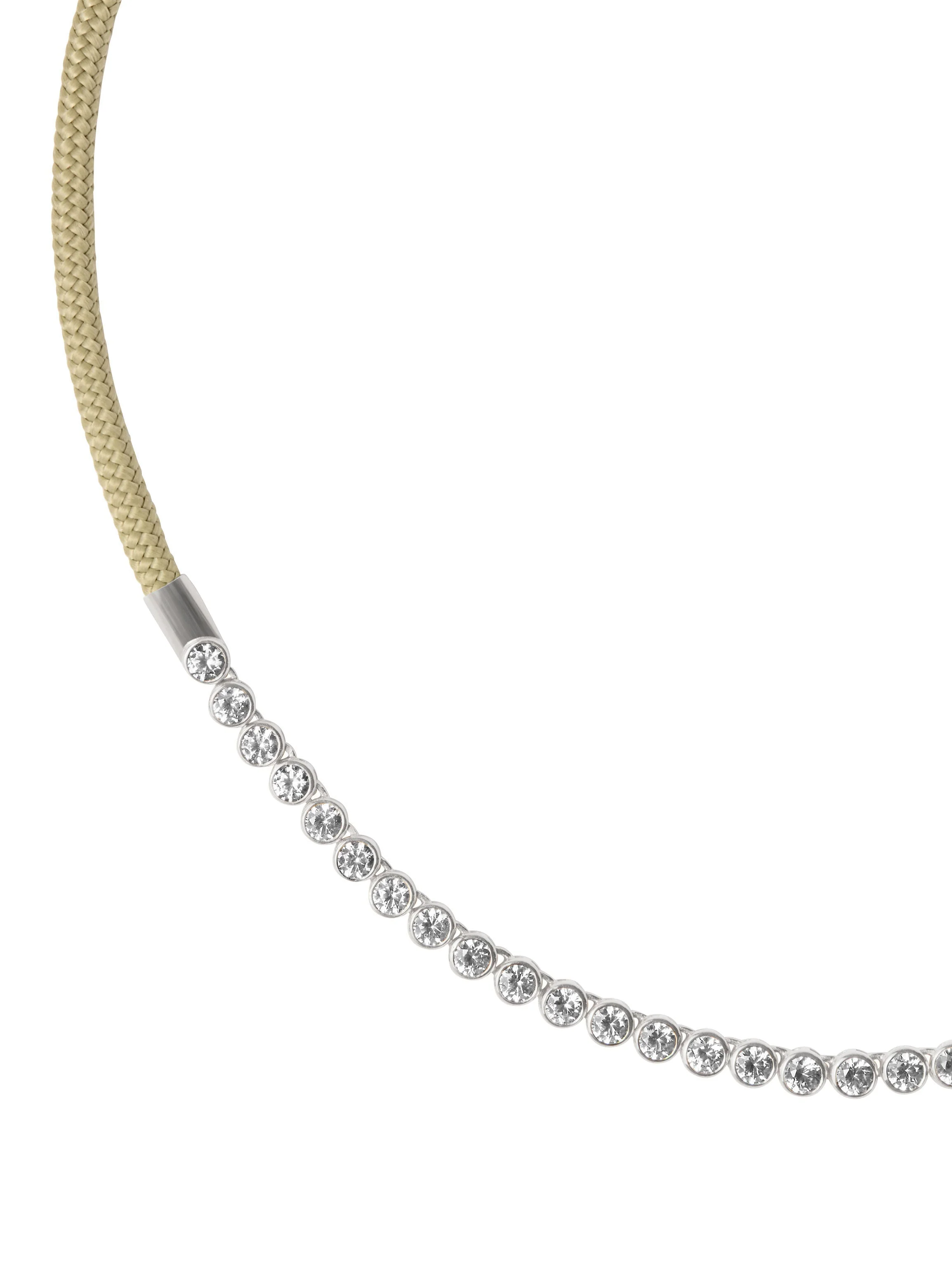 Dorsey - JAMES BEZEL LAB DIAMOND KHAKI PARACORD NECKLACE, 14K WHITE GOLD - Image 2
