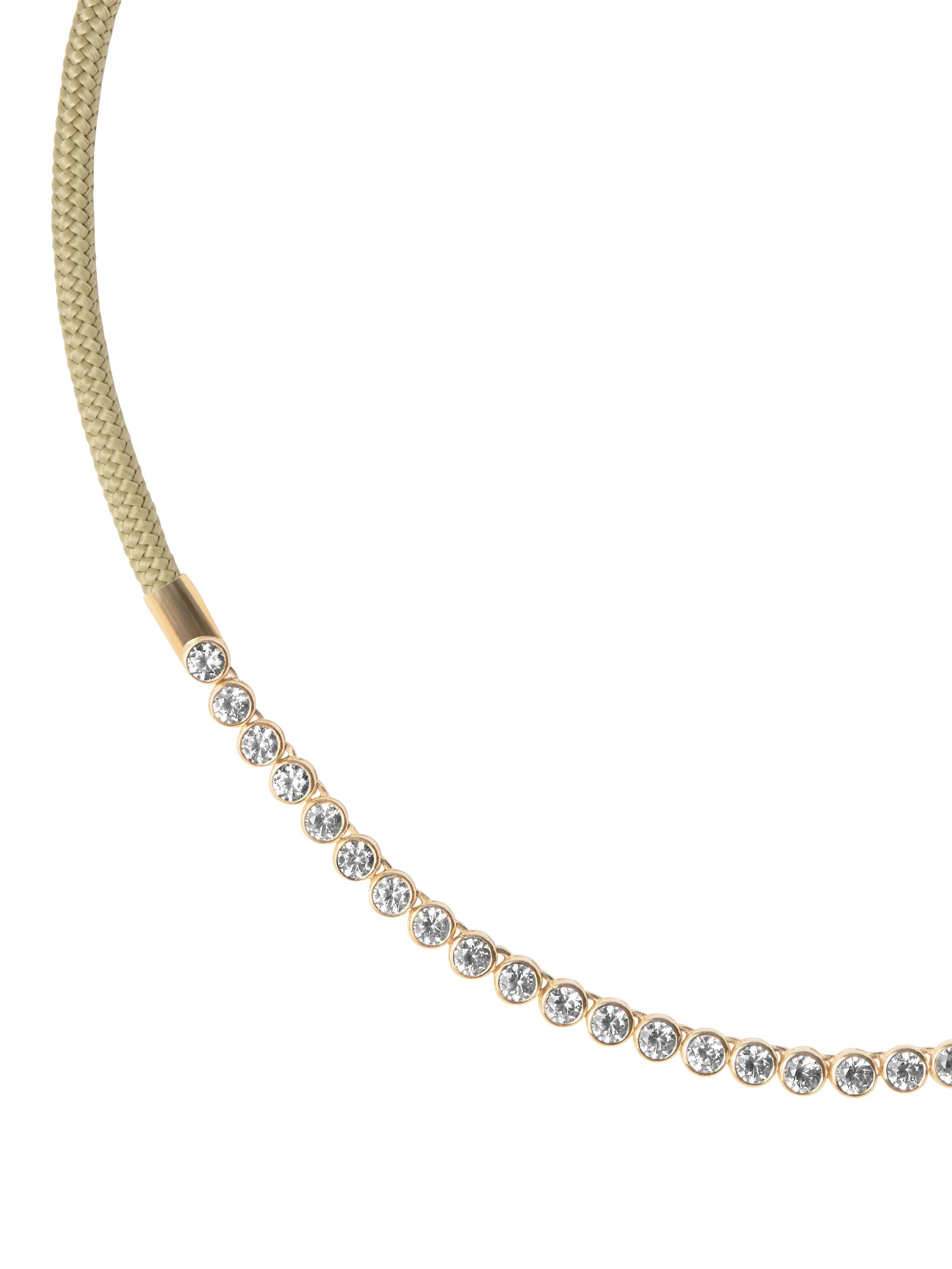Dorsey - JAMES BEZEL LAB DIAMOND KHAKI PARACORD NECKLACE, 14K YELLOW GOLD - Image 2
