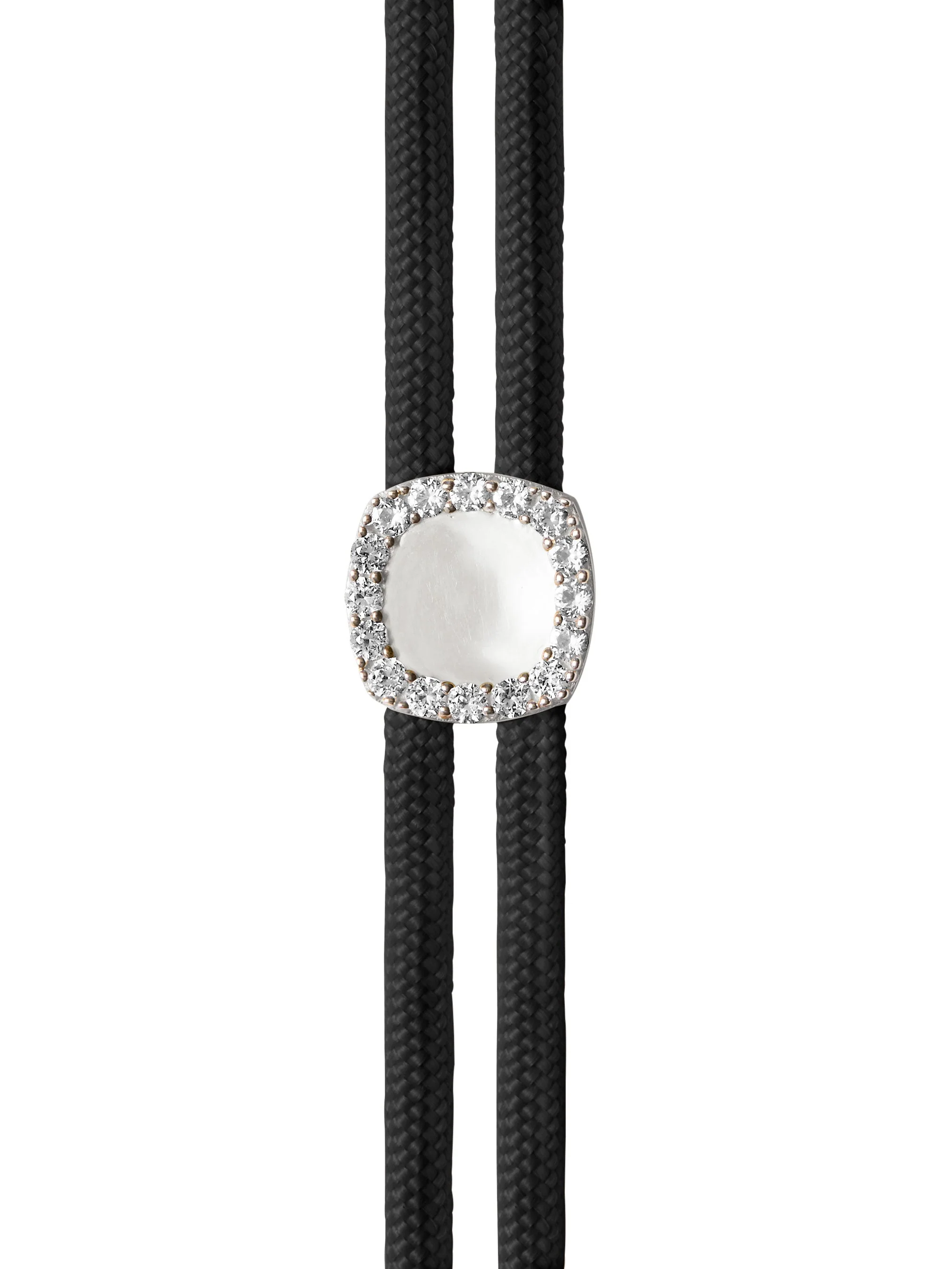 Dorsey - JAMES BEZEL LAB DIAMOND NOIR PARACORD BRACELET, 14K WHITE GOLD - Image 2