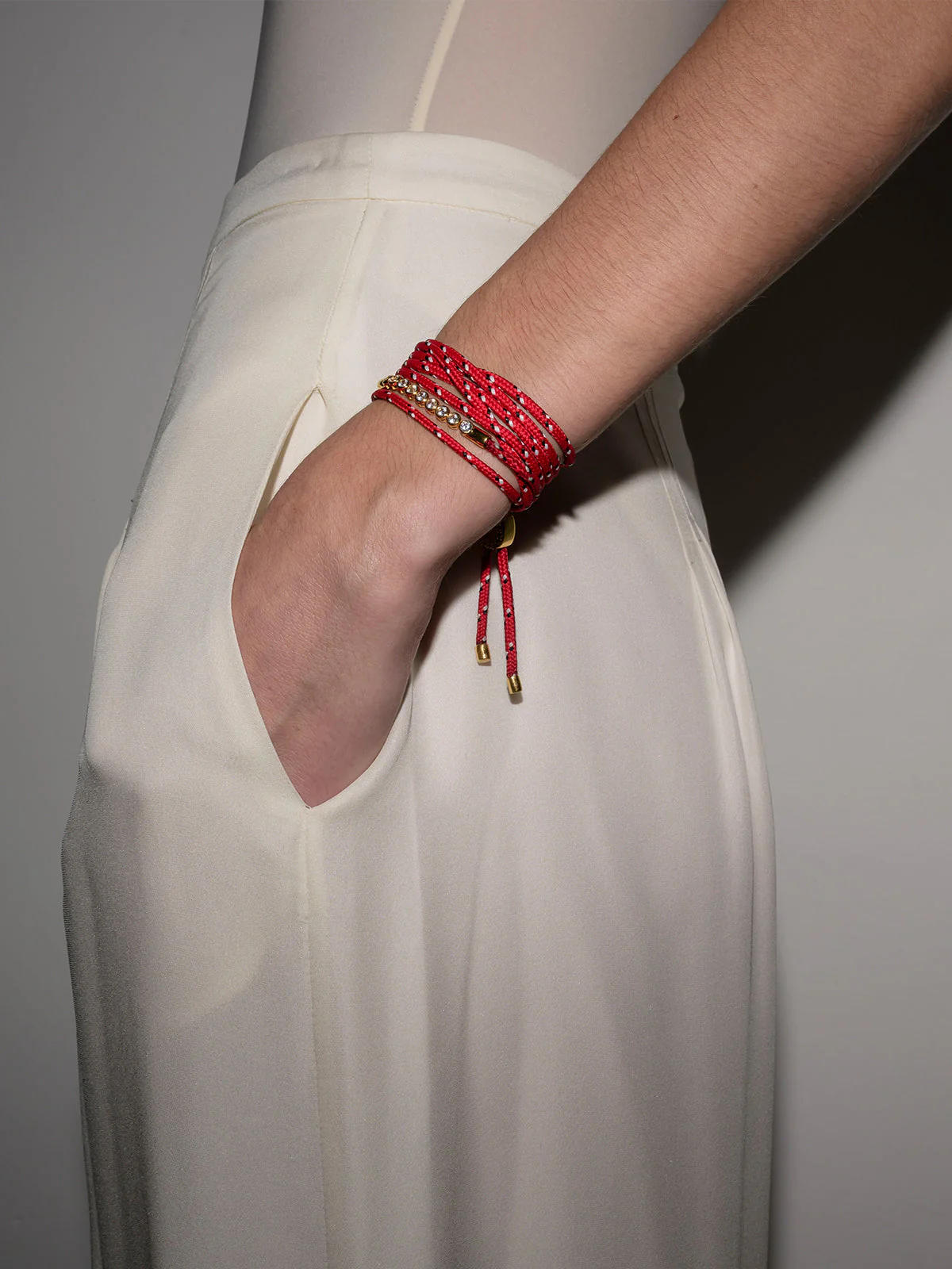 Dorsey - JAMES BEZEL LAB DIAMOND ROUGE PARACORD BRACELET, 14K WHITE GOLD - Image 5