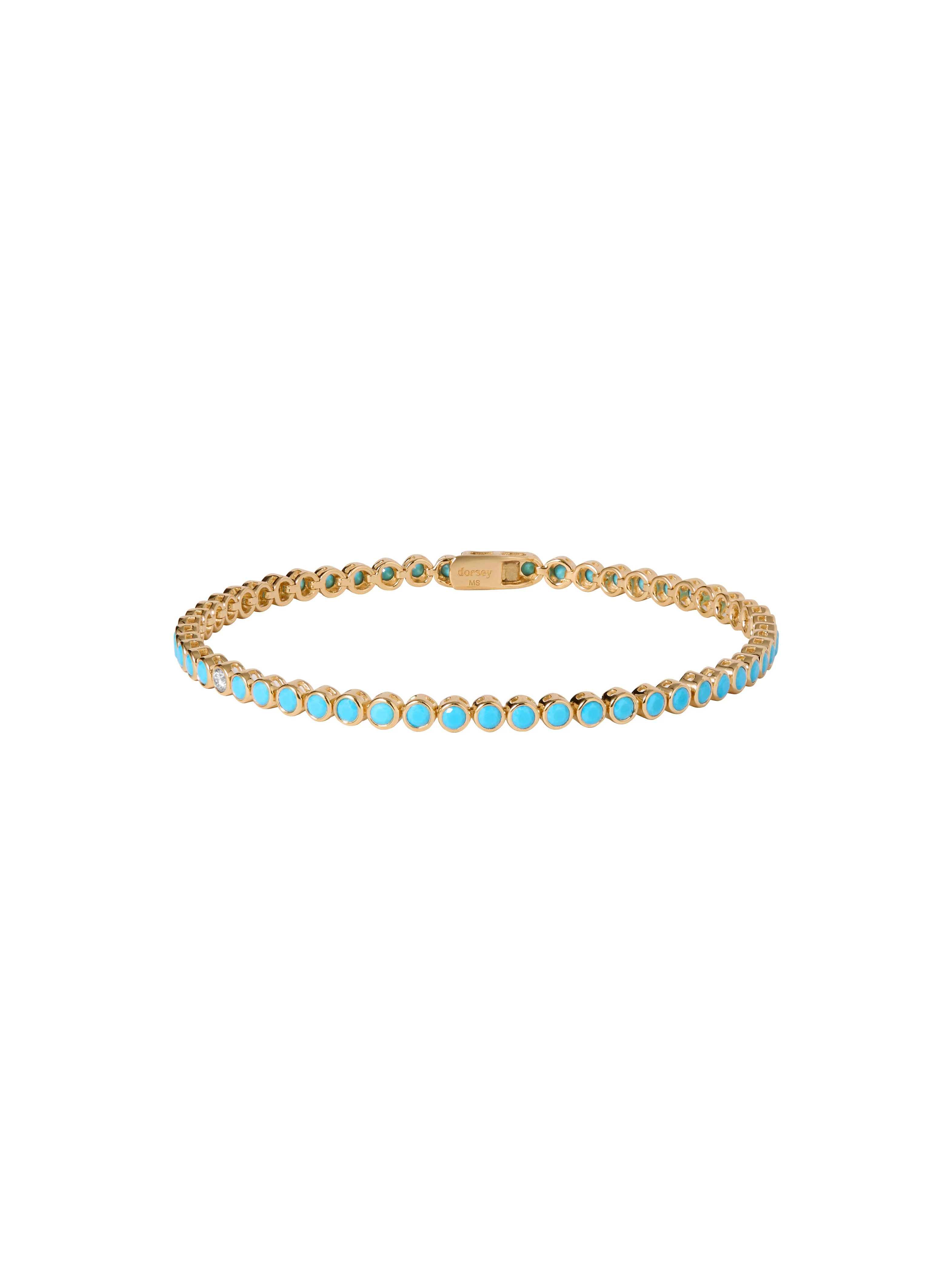 Dorsey - JAMES BEZEL RIVIÈRE ANKLET IN NANO TURQUOISE AND MOISSANITE