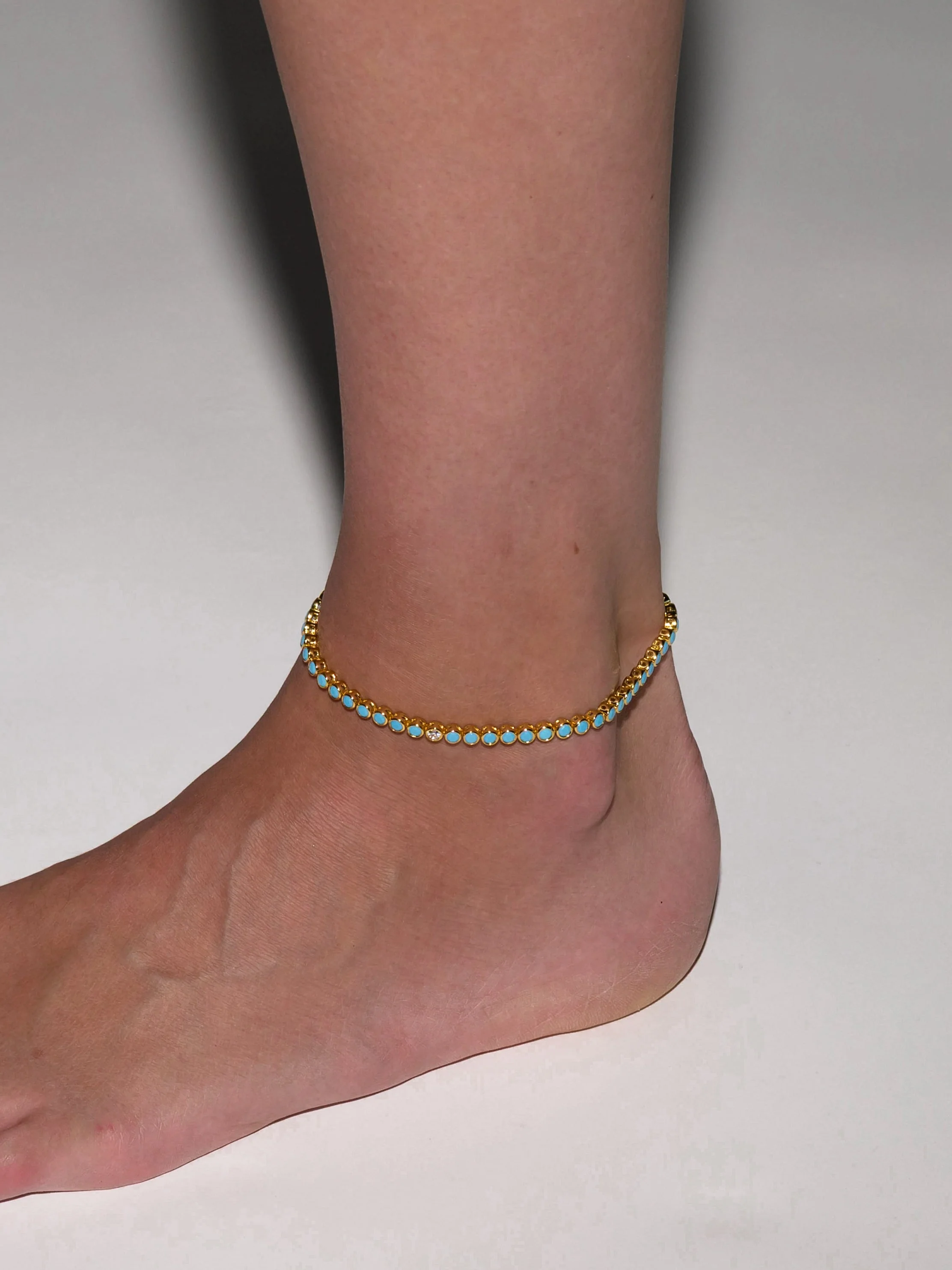 Dorsey - JAMES BEZEL RIVIÈRE ANKLET IN NANO TURQUOISE AND MOISSANITE - Image 3
