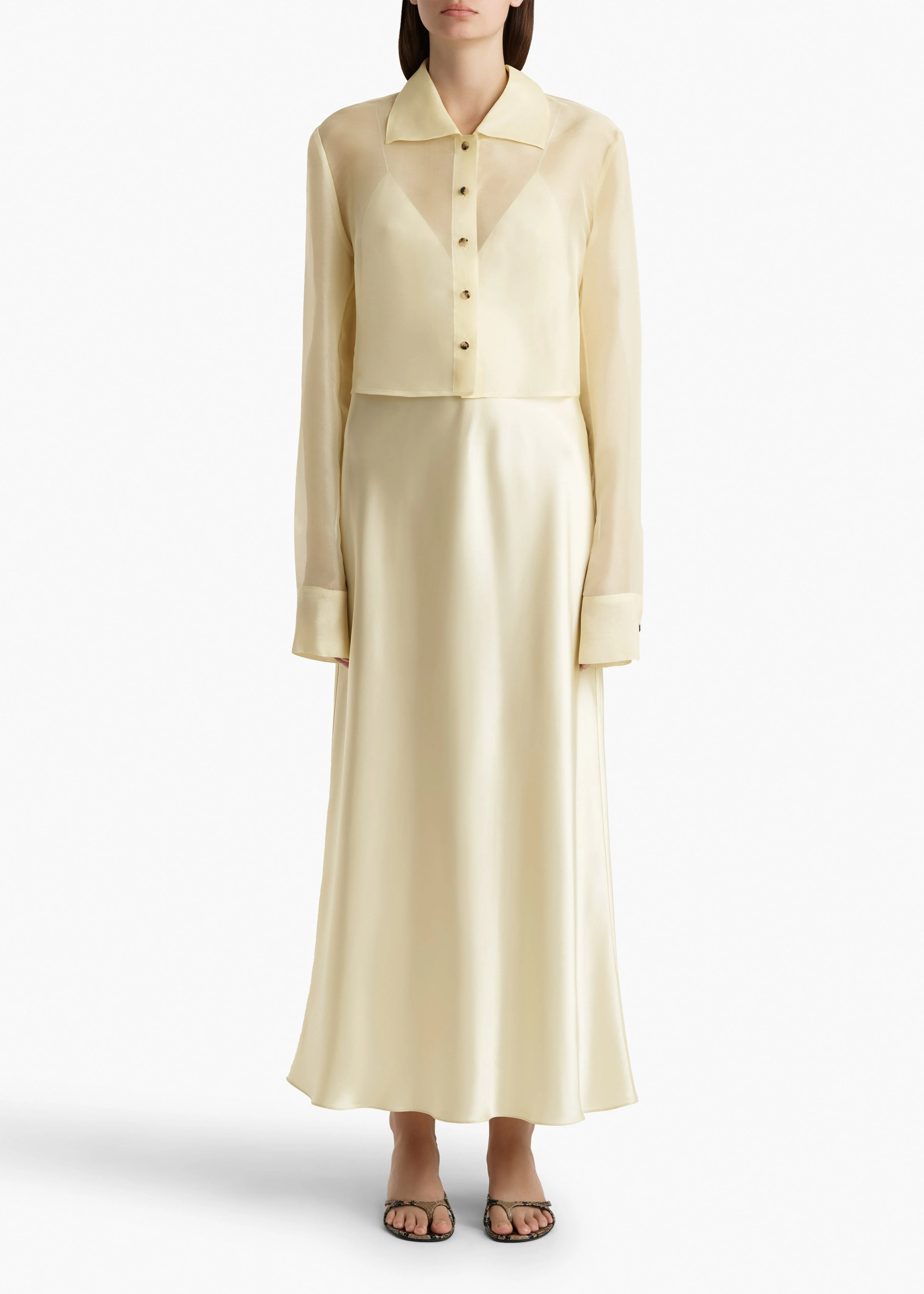 Khaite - Jasen Top in Pale Yellow Organza - Image 12