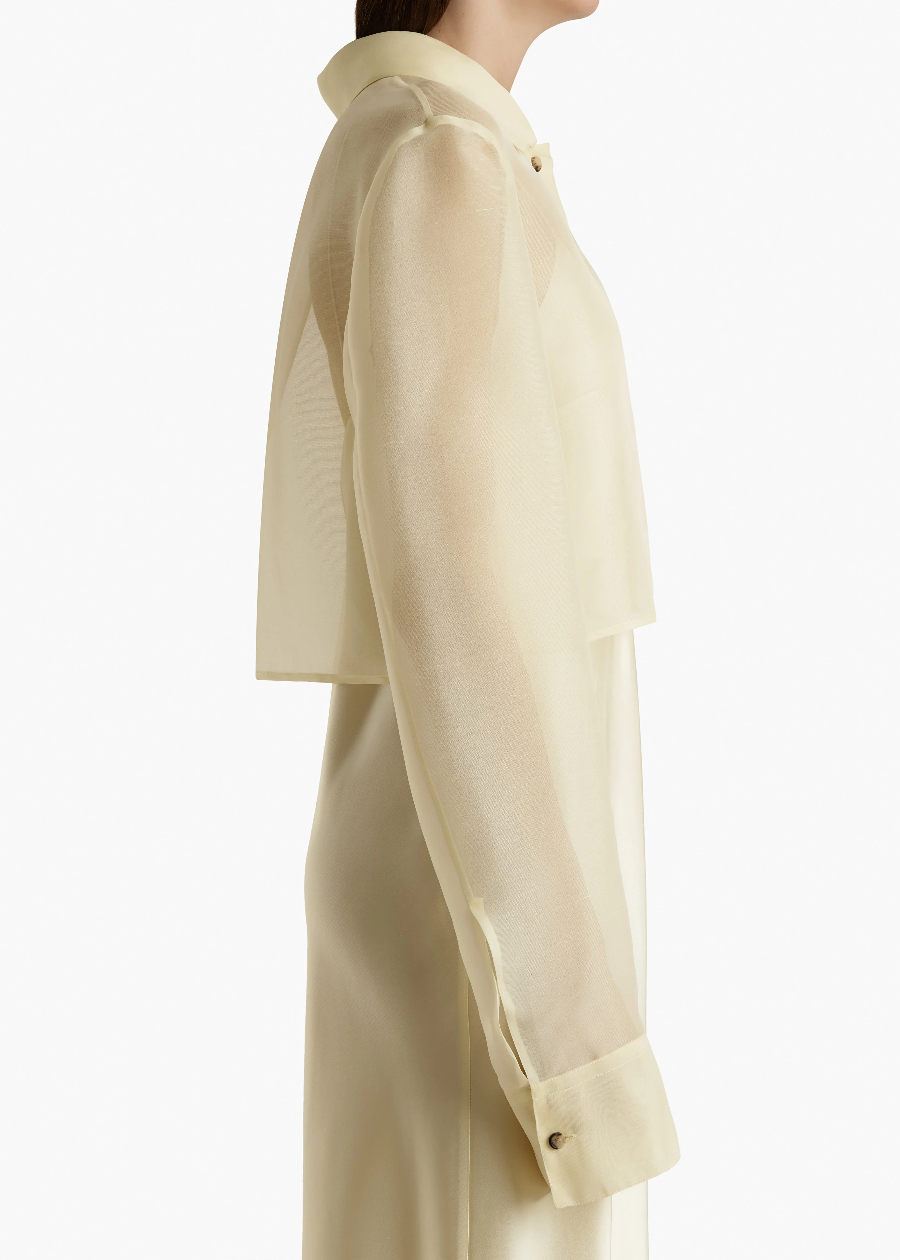 Khaite - Jasen Top in Pale Yellow Organza - Image 16