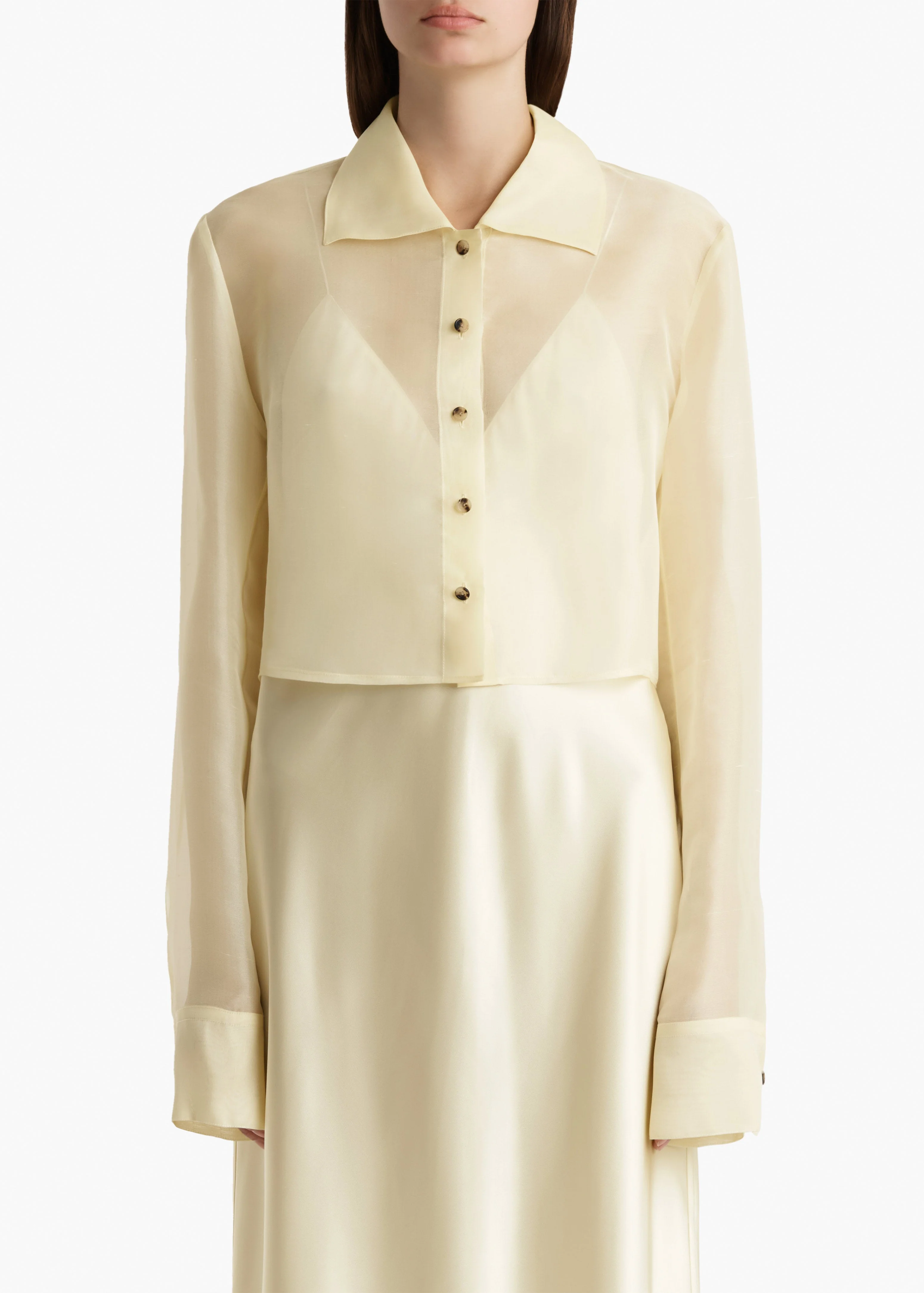 Khaite - Jasen Top in Pale Yellow Organza - Image 3