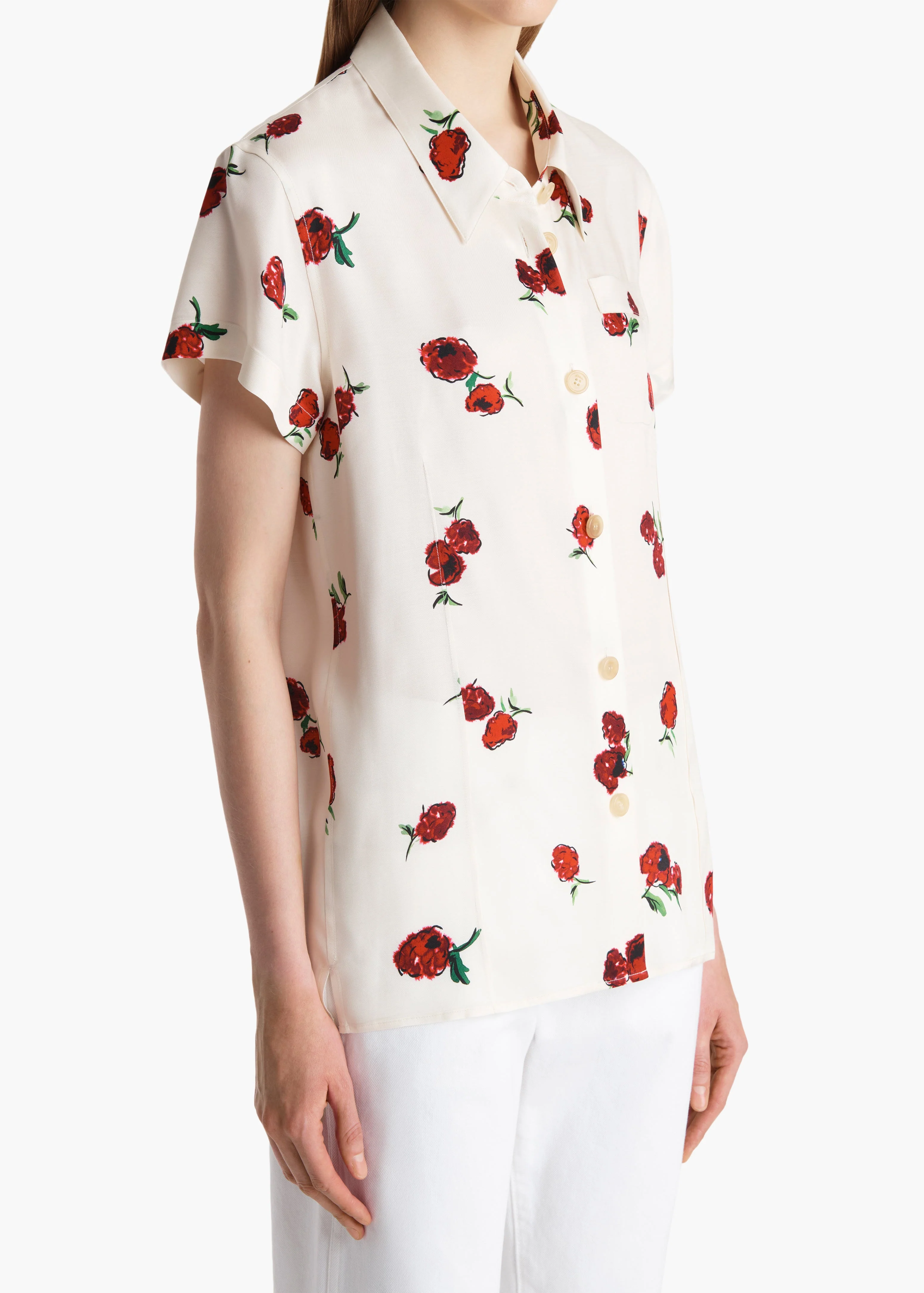 Khaite - Keefe Top in Cream with Raspberry Print - Image 5