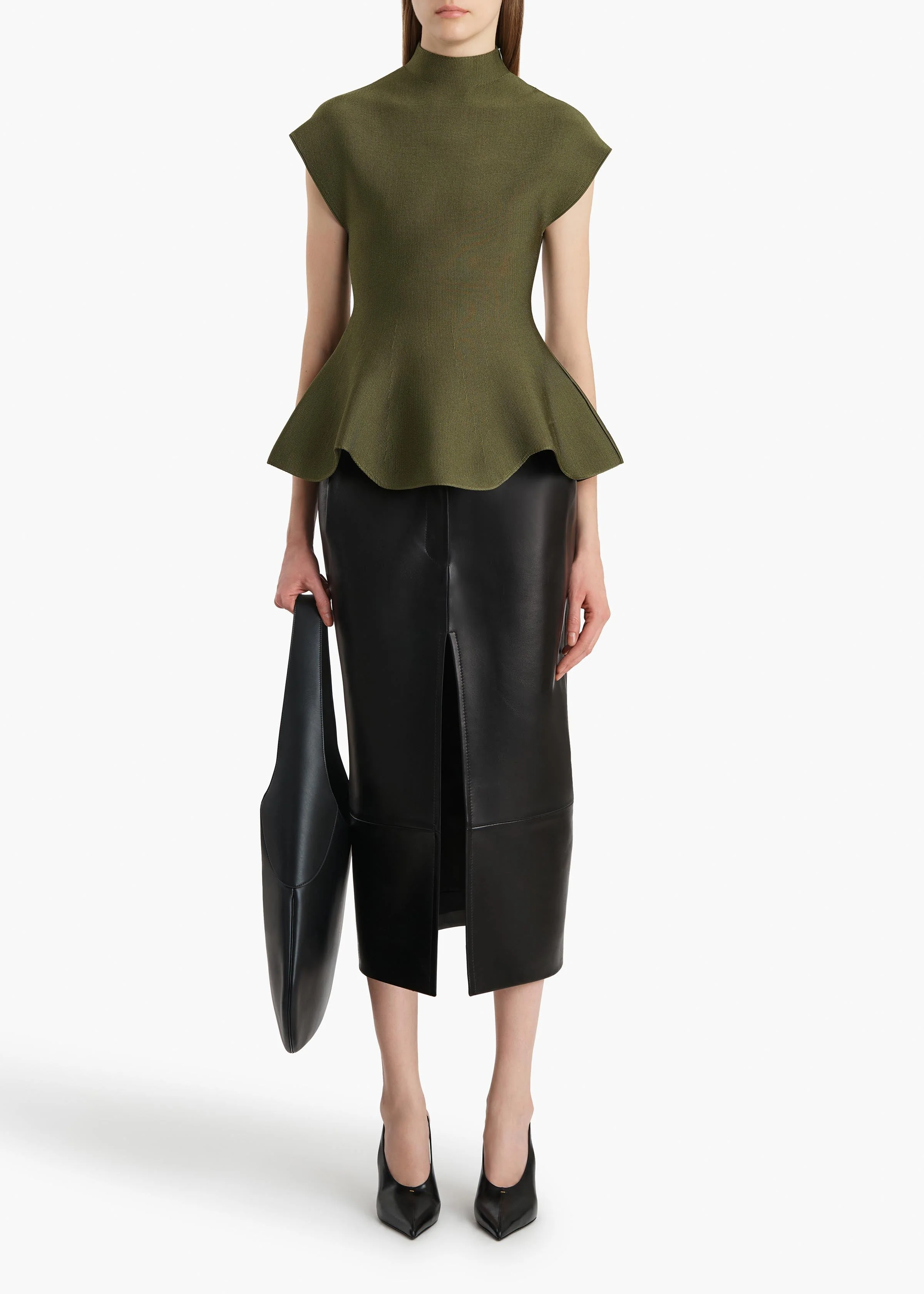 Khaite - Anden Skirt in Black Leather - Image 2