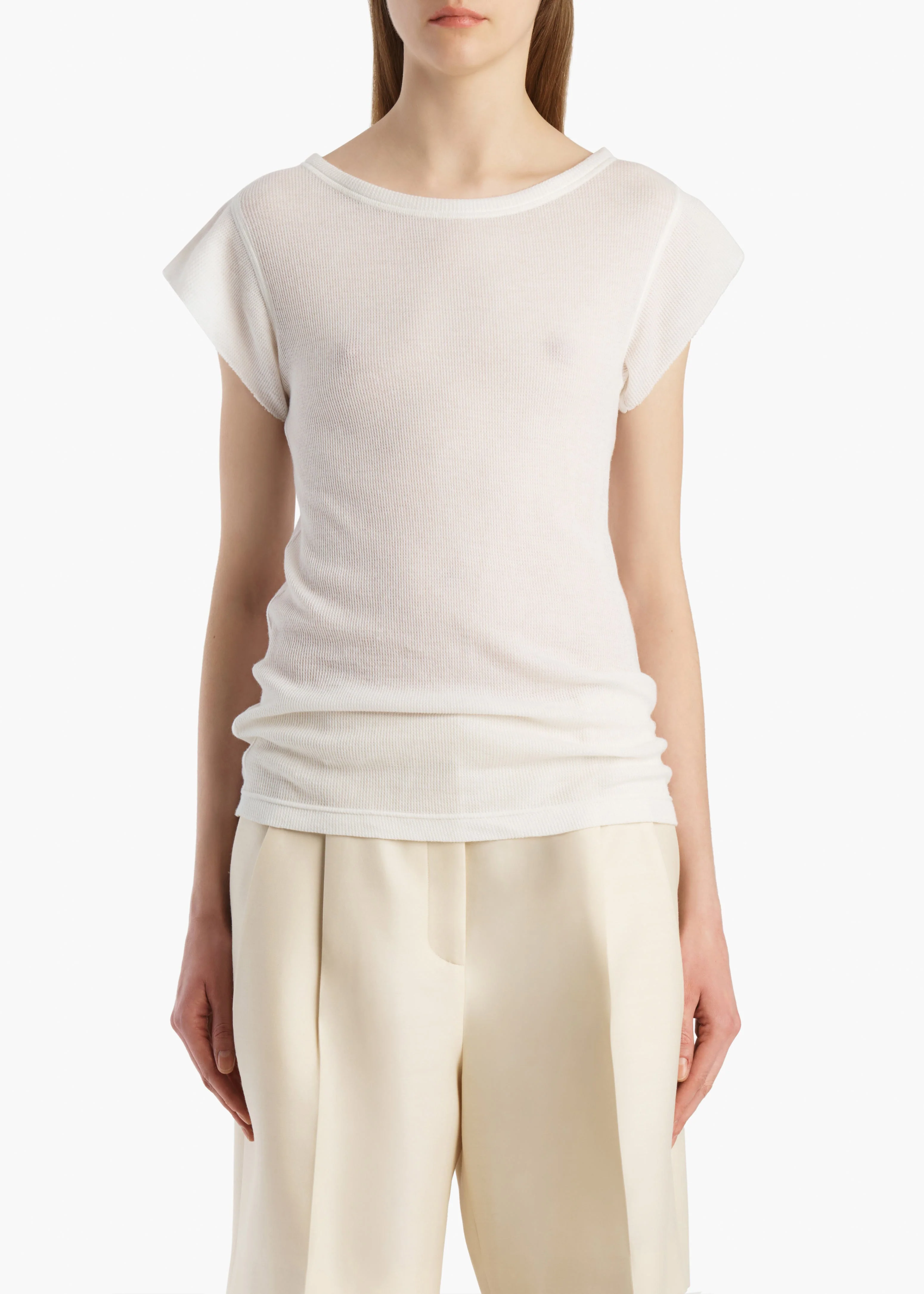 Khaite - Angel Top in Chalk Cashmere Jersey - Image 3