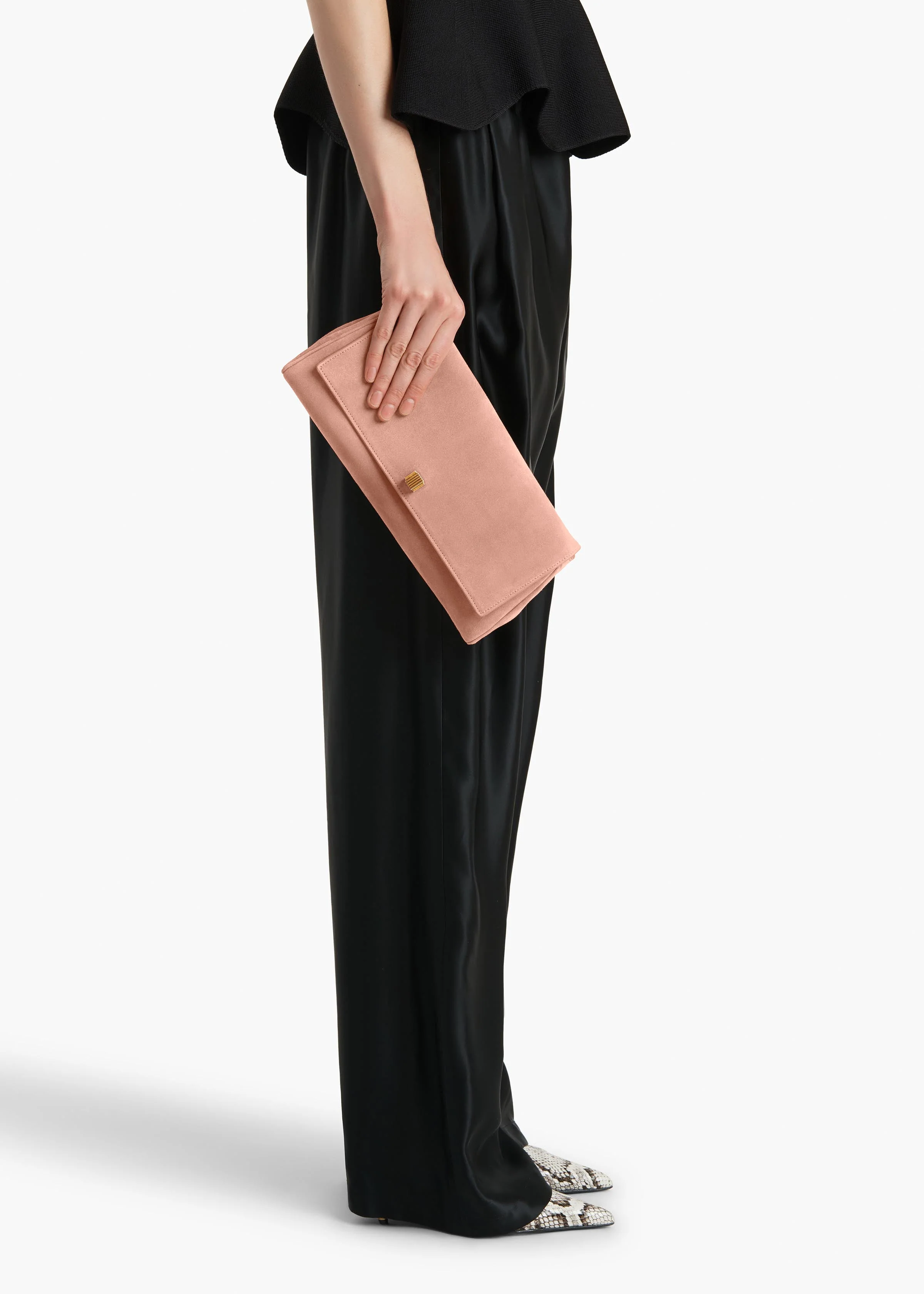Khaite - Audrey Clutch in Dusty Pink Suede - Image 5