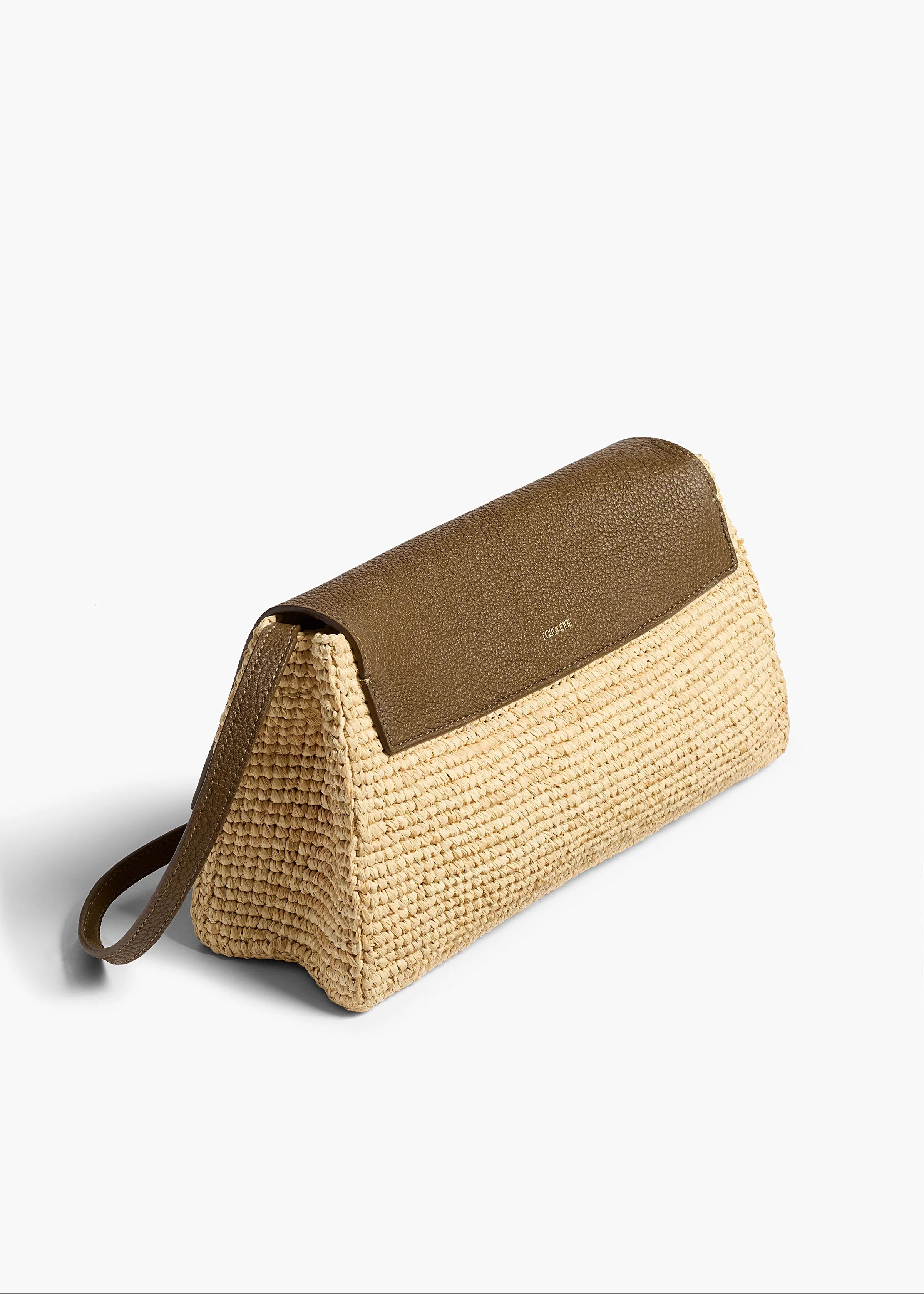 Khaite - Audrey Crossbody Bag in Natural Raffia and Olive Leather - Image 2