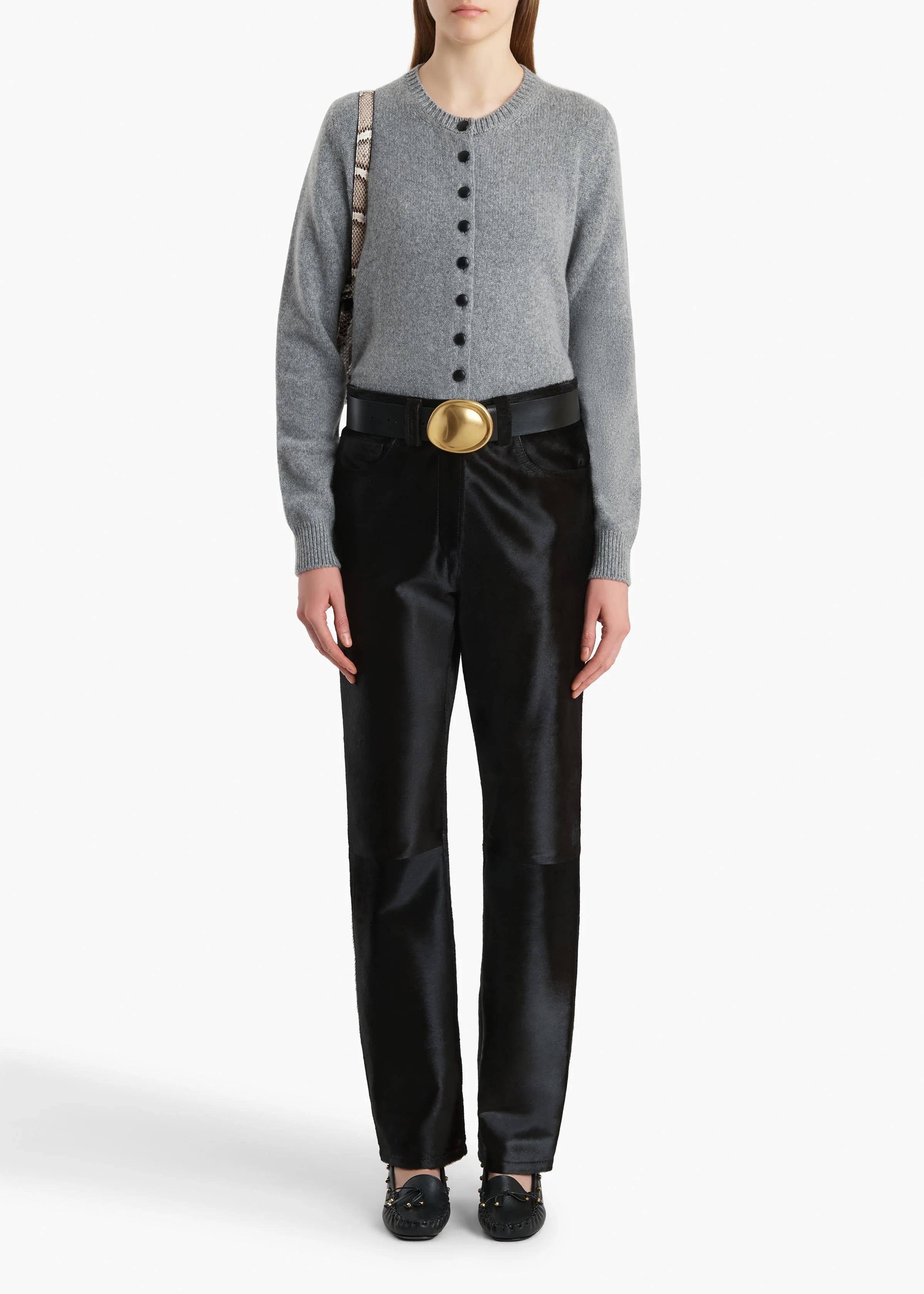 Khaite - Everheart Cardigan in Fog with Leather Buttons - Image 2
