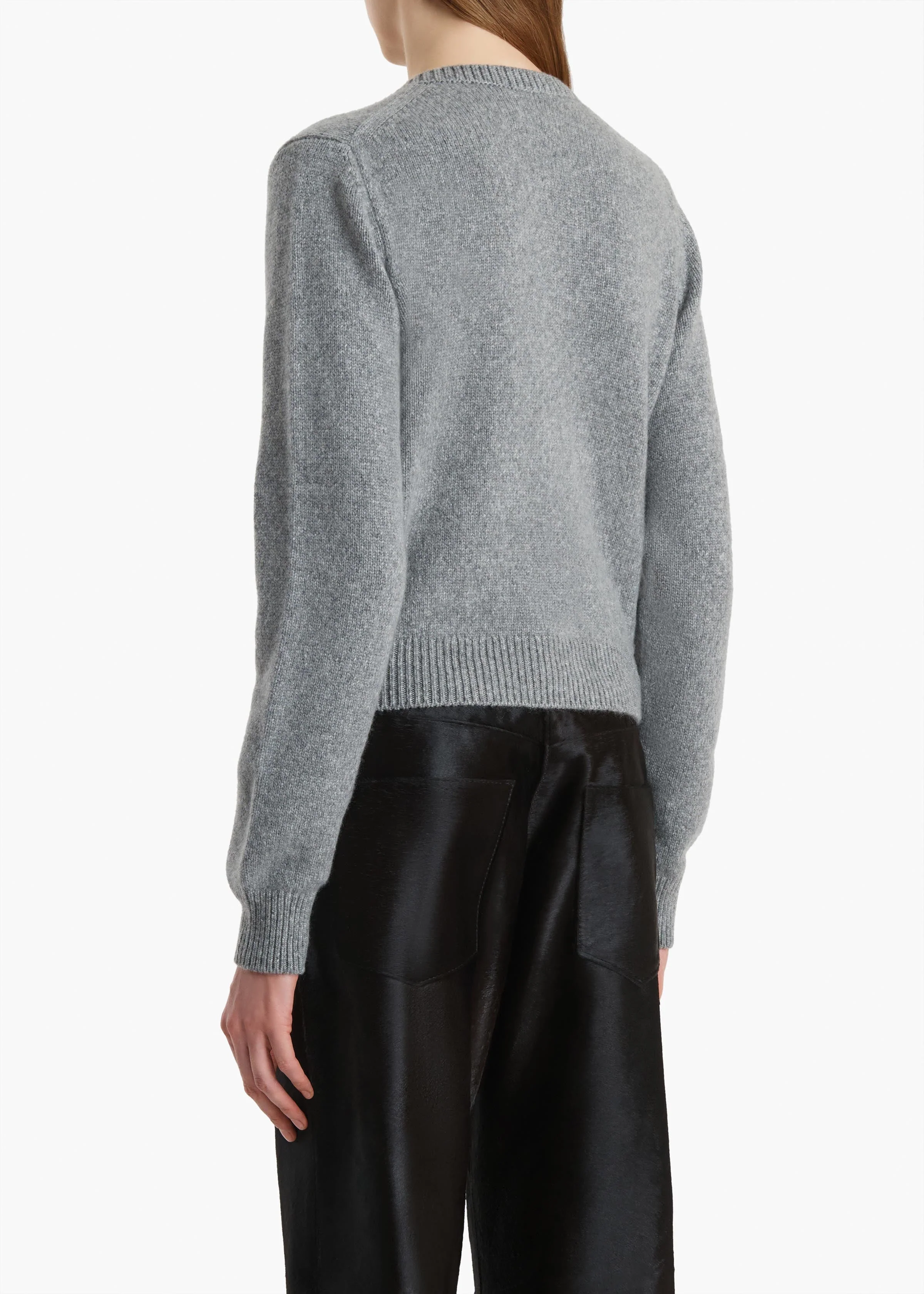 Khaite - Everheart Cardigan in Fog with Leather Buttons - Image 4