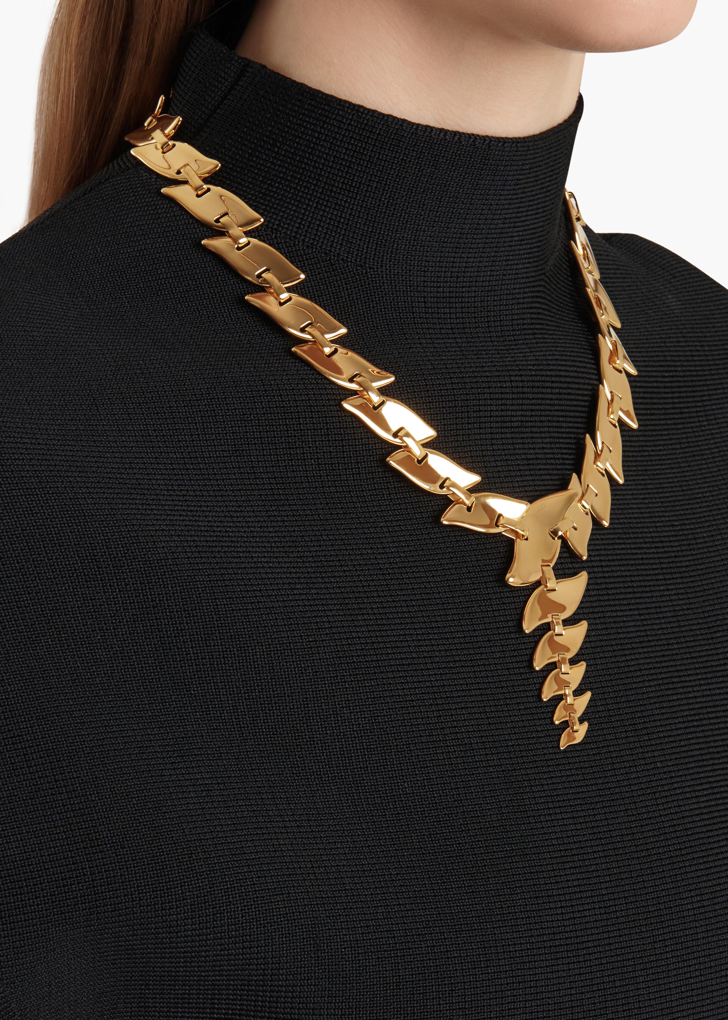 Khaite - Leaf Chain Necklace in Gold - Image 4