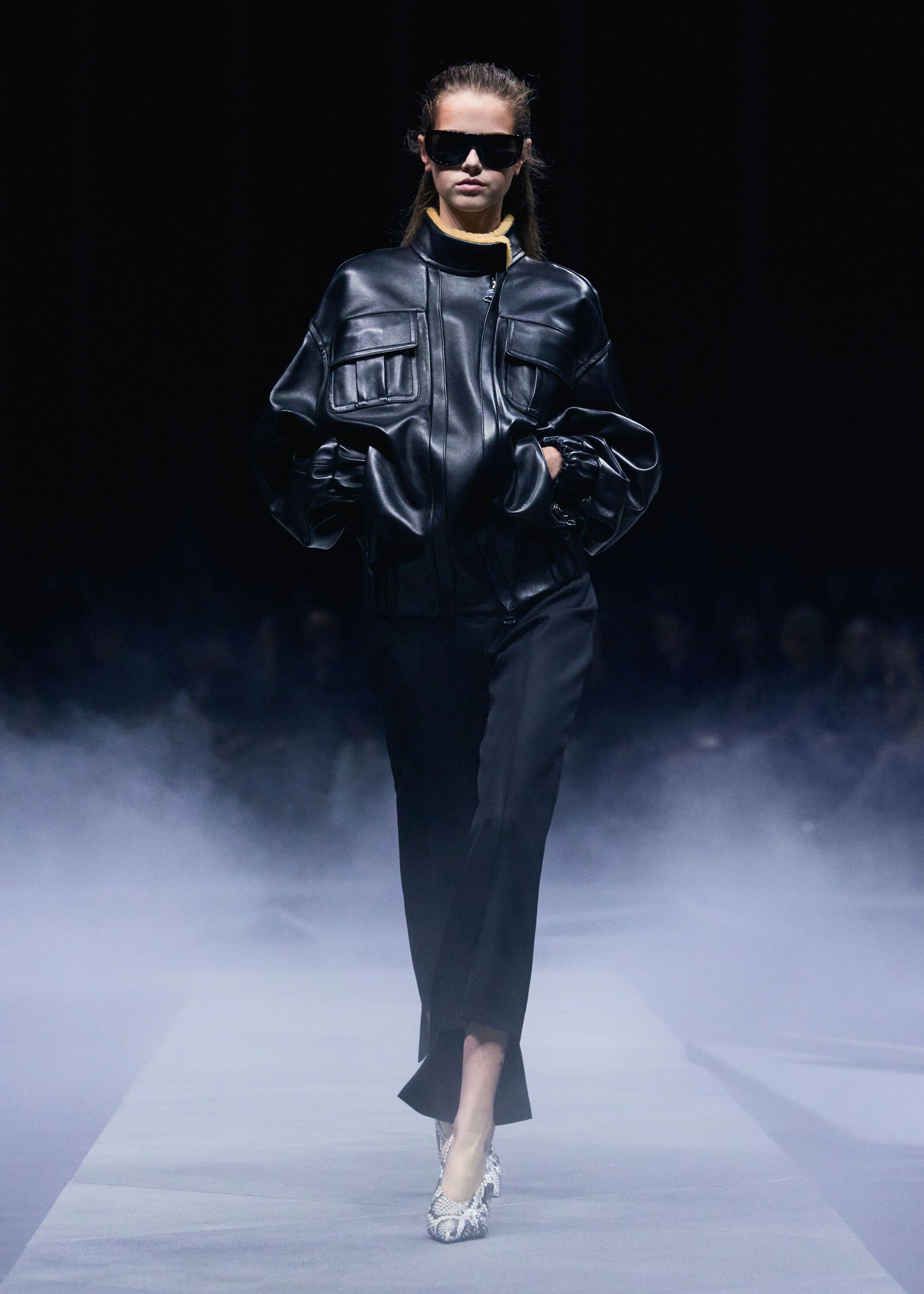 Khaite - Malone Jacket in Black Leather with Shearling Collar - Image 7