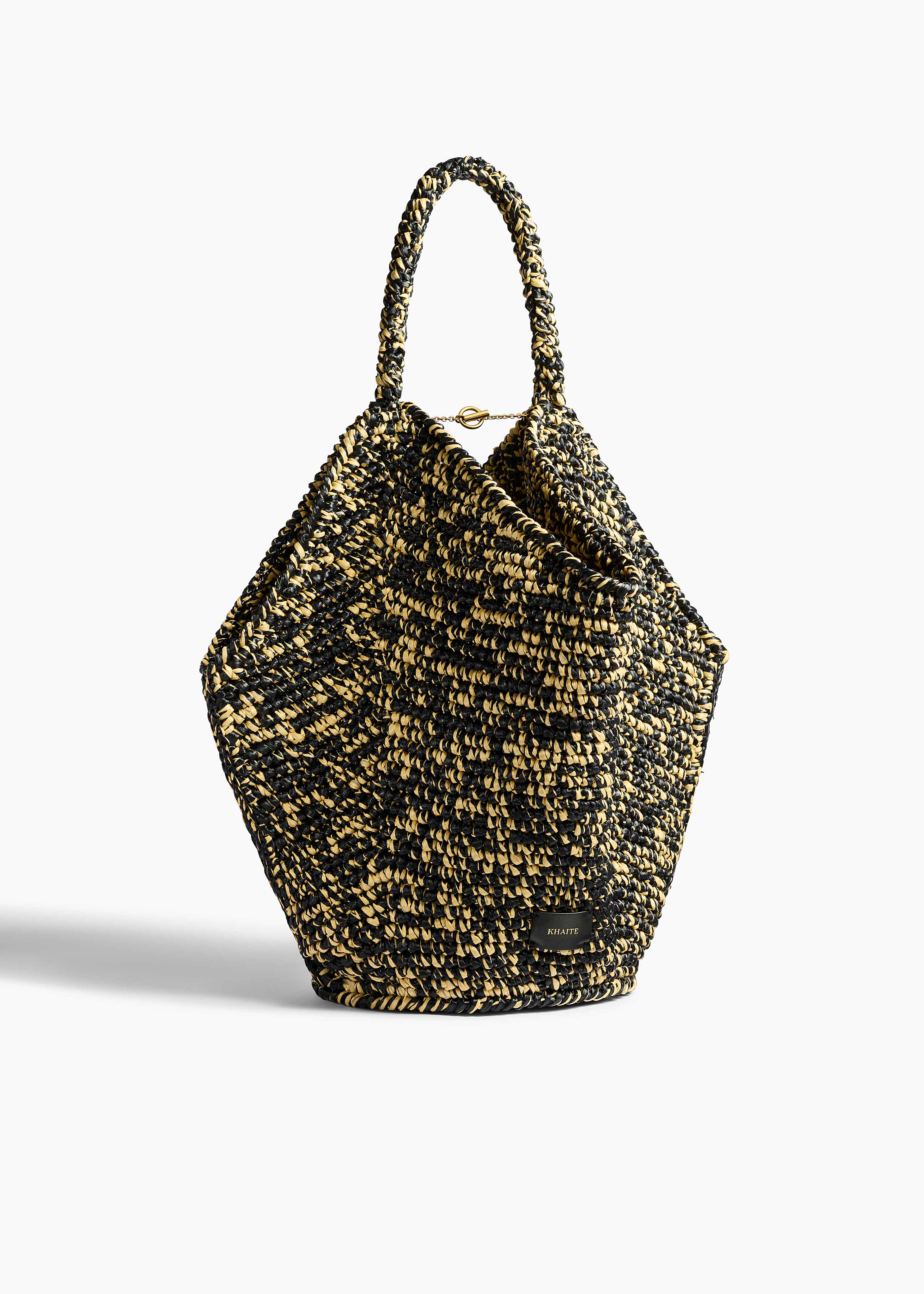 Khaite - Medium Lotus Tote in Black and White Raffia