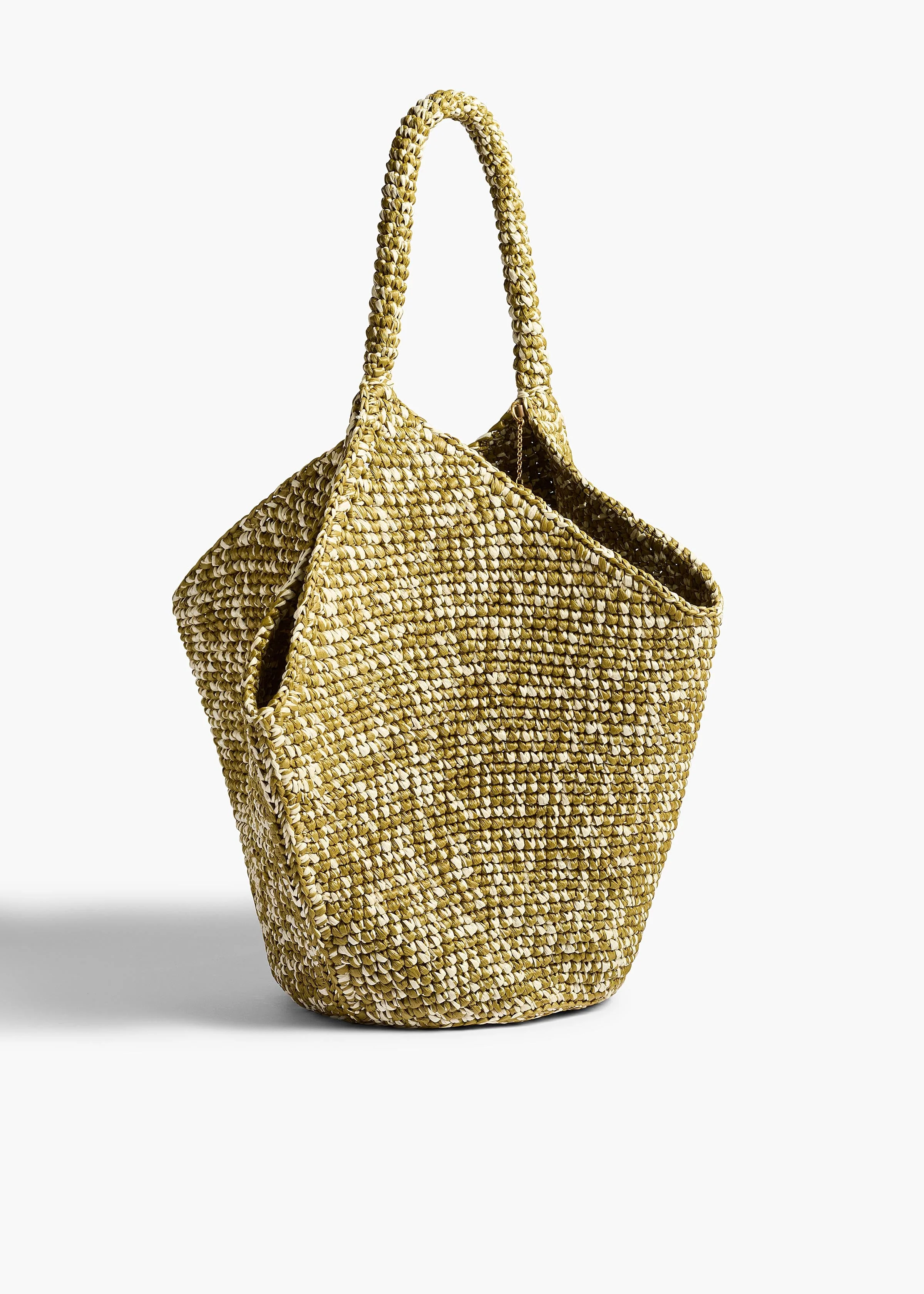 Khaite - Medium Lotus Tote in Olive and White Raffia - Image 2