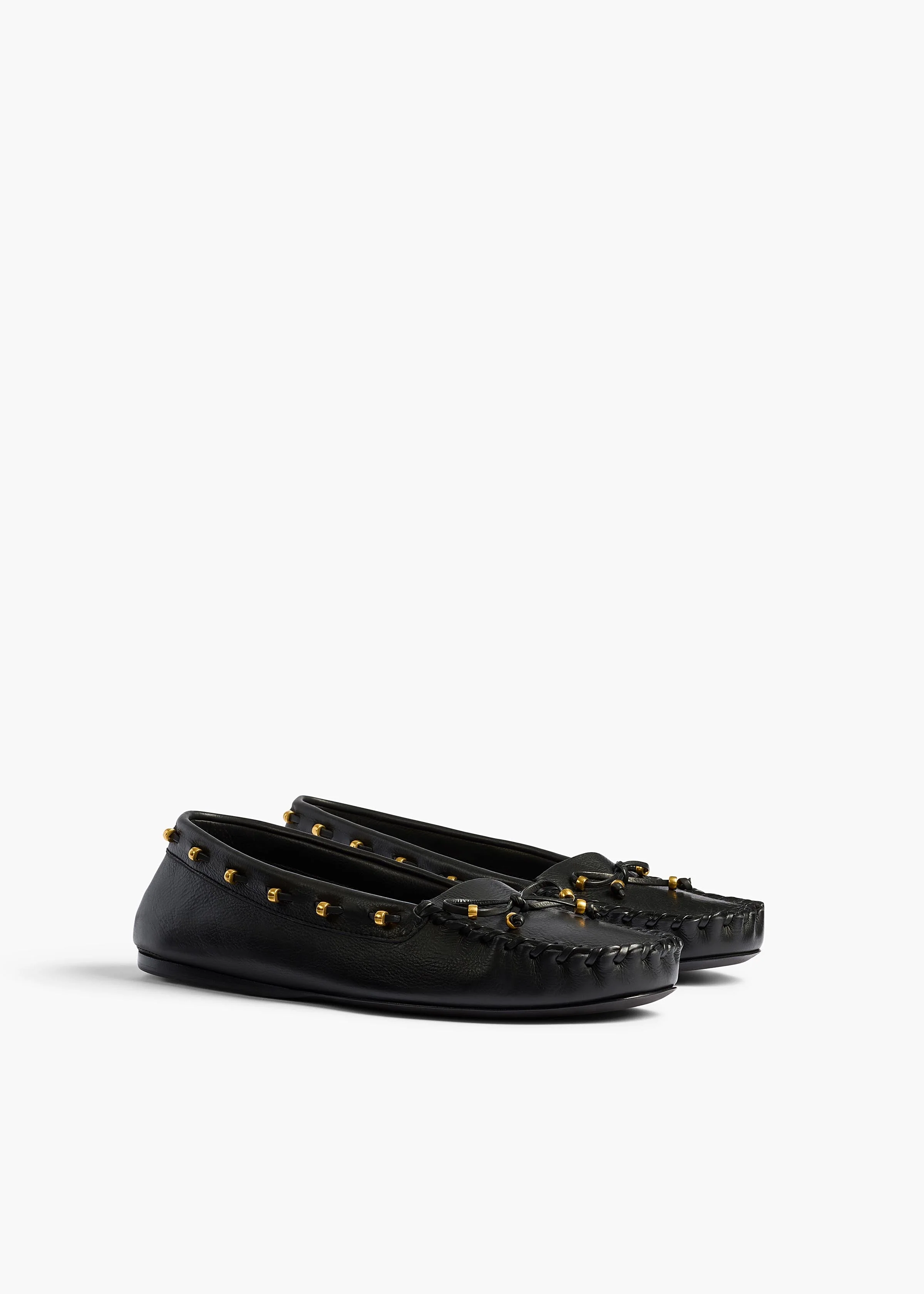 Khaite - Milly Flat in Black Pebbled Leather - Image 2