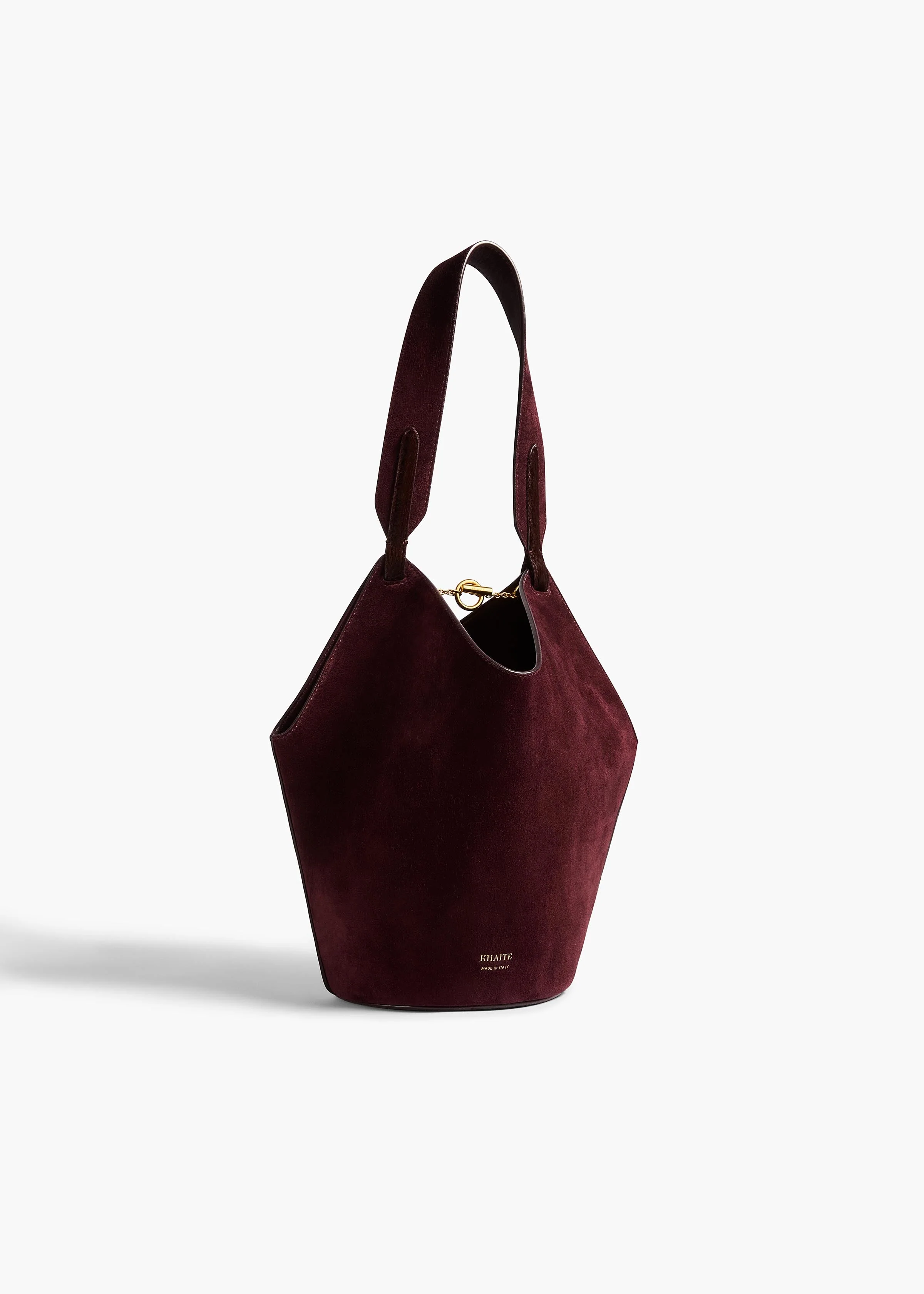Khaite - Mini Lotus Tote in Rouge Noir Suede and Haircalf
