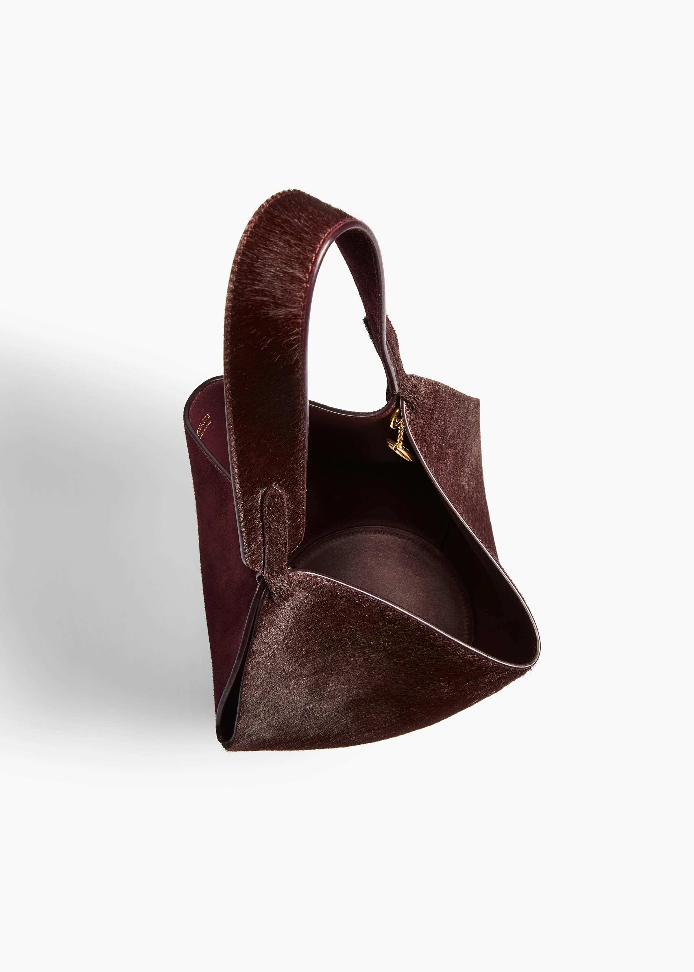Khaite - Mini Lotus Tote in Rouge Noir Suede and Haircalf - Image 3