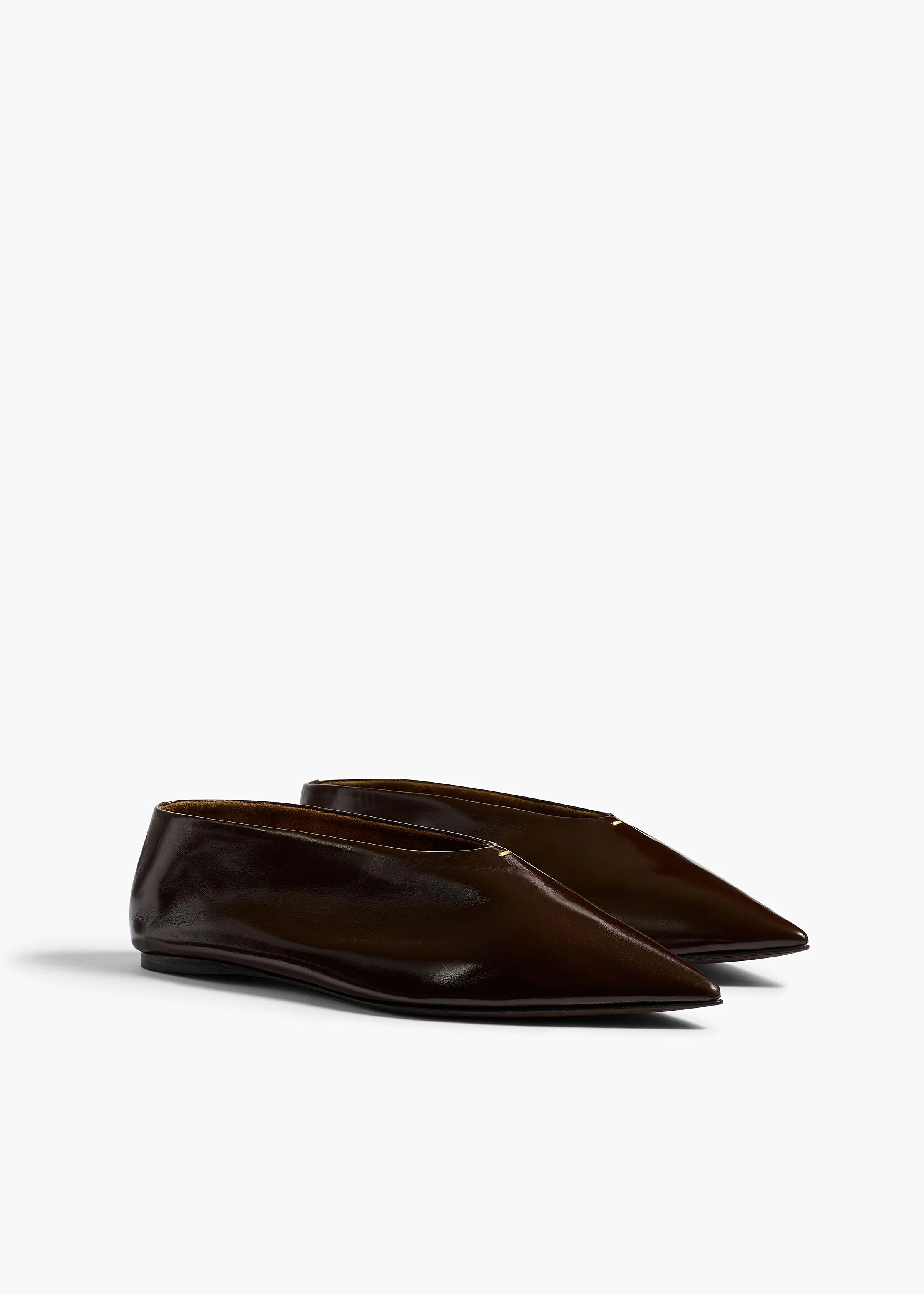 Khaite - Miriam Ballerina in Cacao Glazed Leather - Image 3