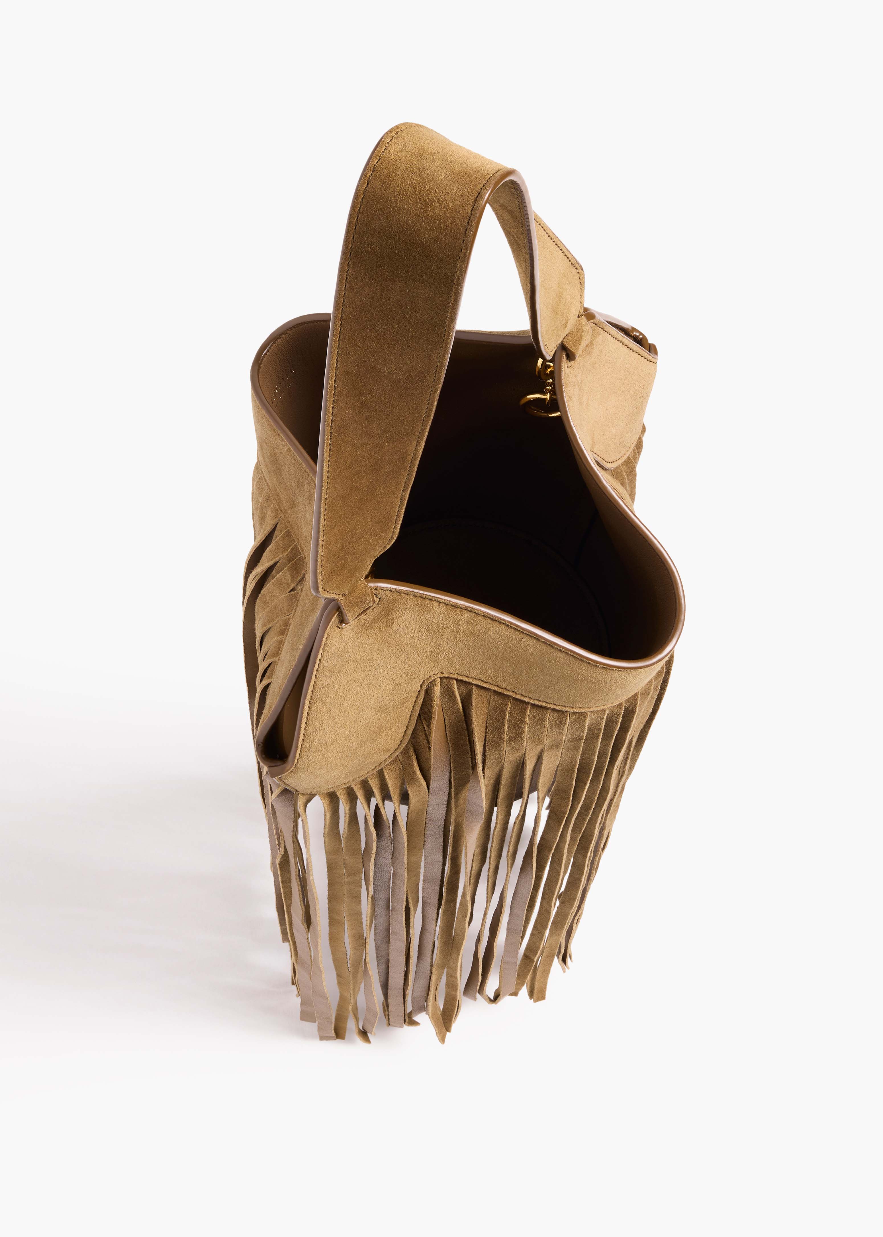 Khaite - Nano Lotus Fringe Tote in Mud Suede - Image 4