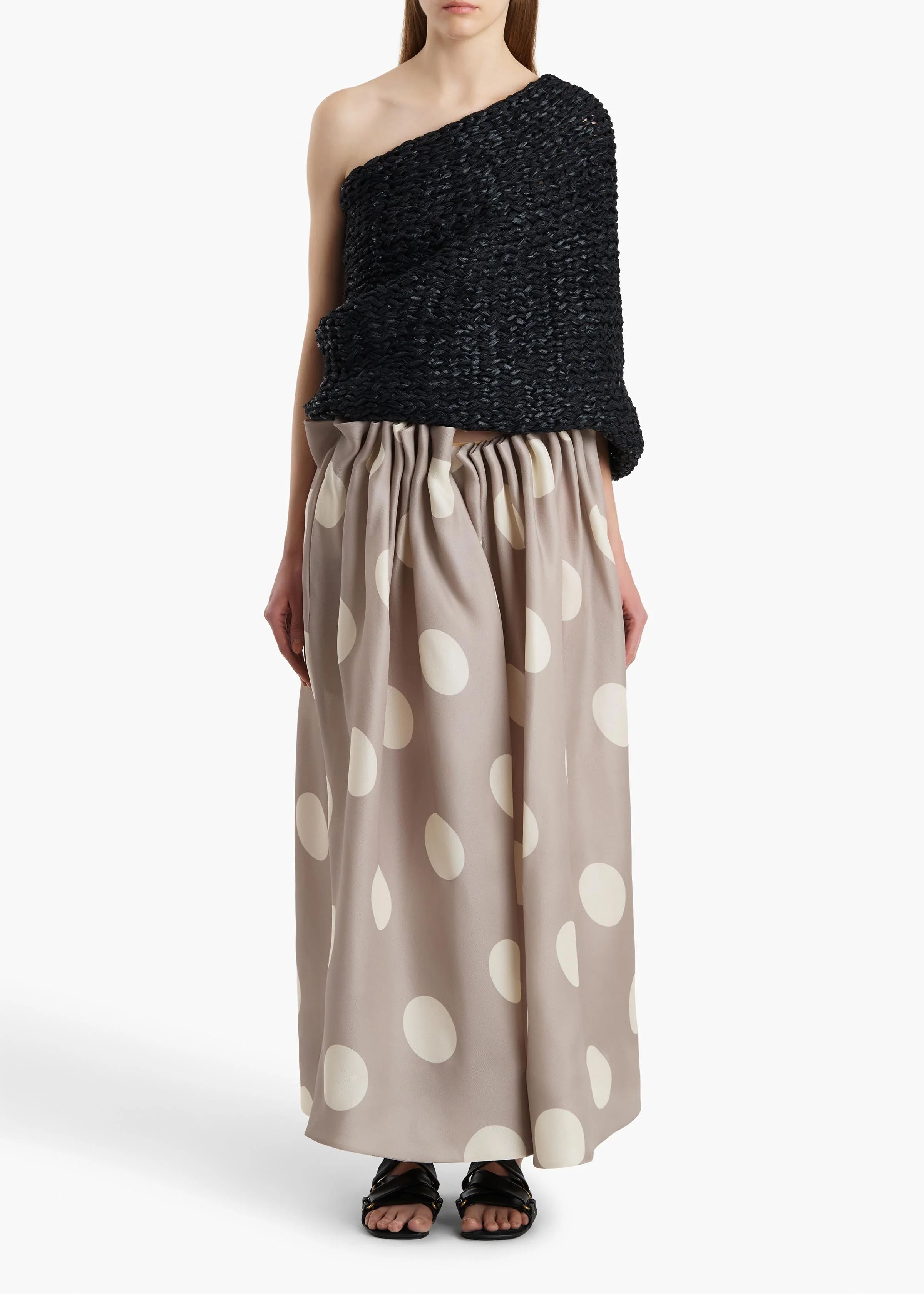 Khaite - Riley Skirt in Tea Stain with White Dots - Image 2