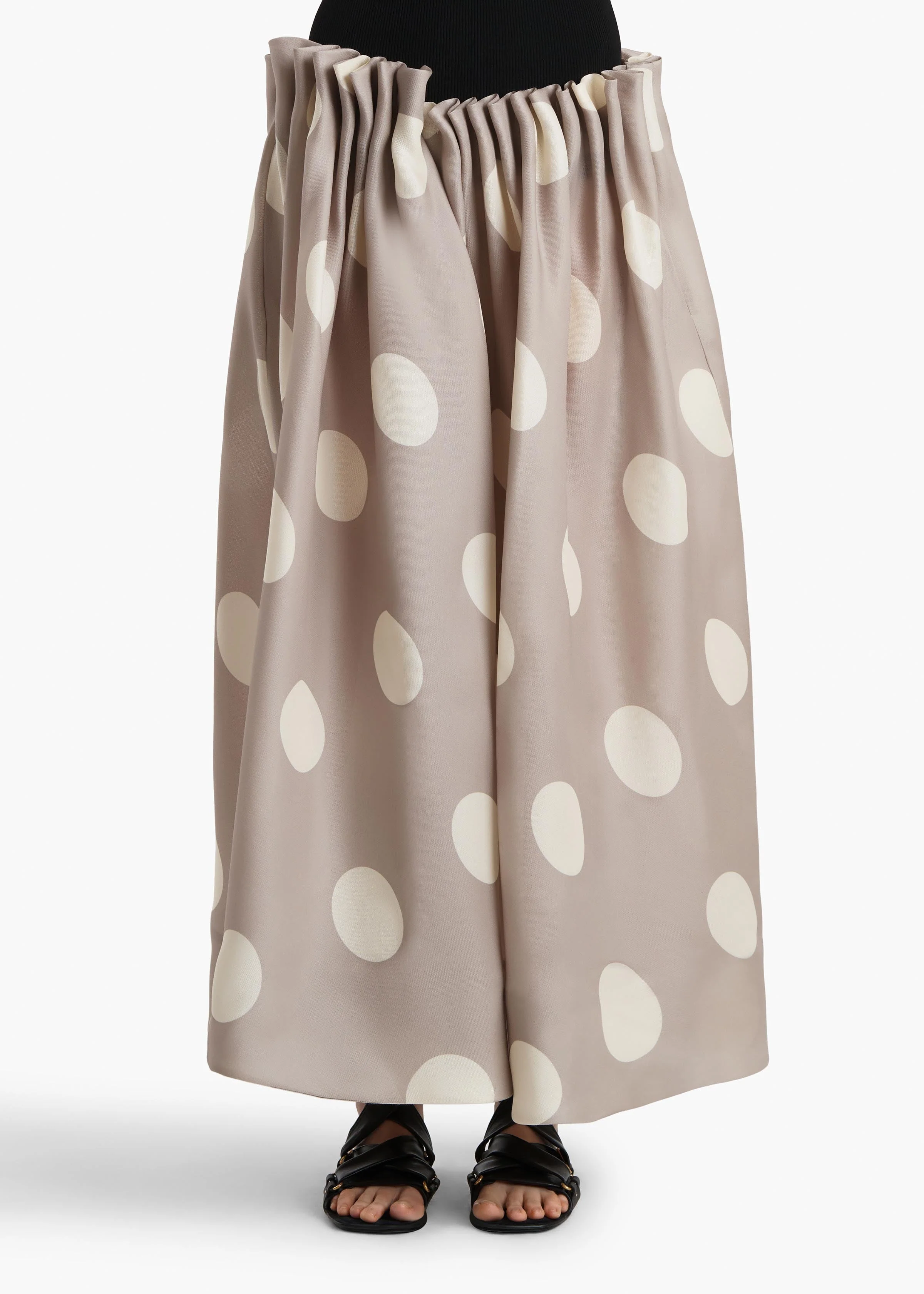 Khaite - Riley Skirt in Tea Stain with White Dots - Image 3