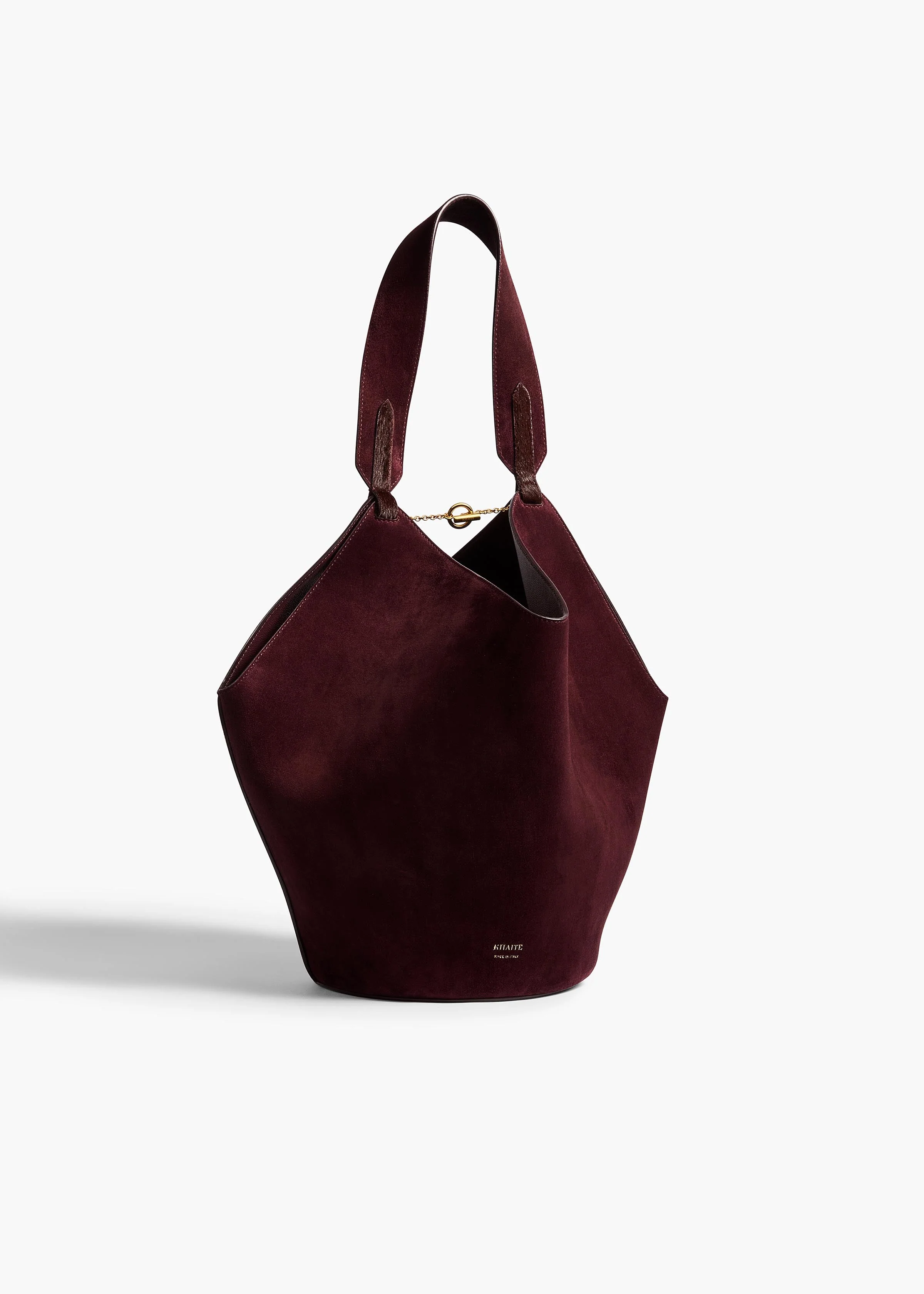 Khaite - Small Lotus Tote in Rouge Noir Suede and Haircalf