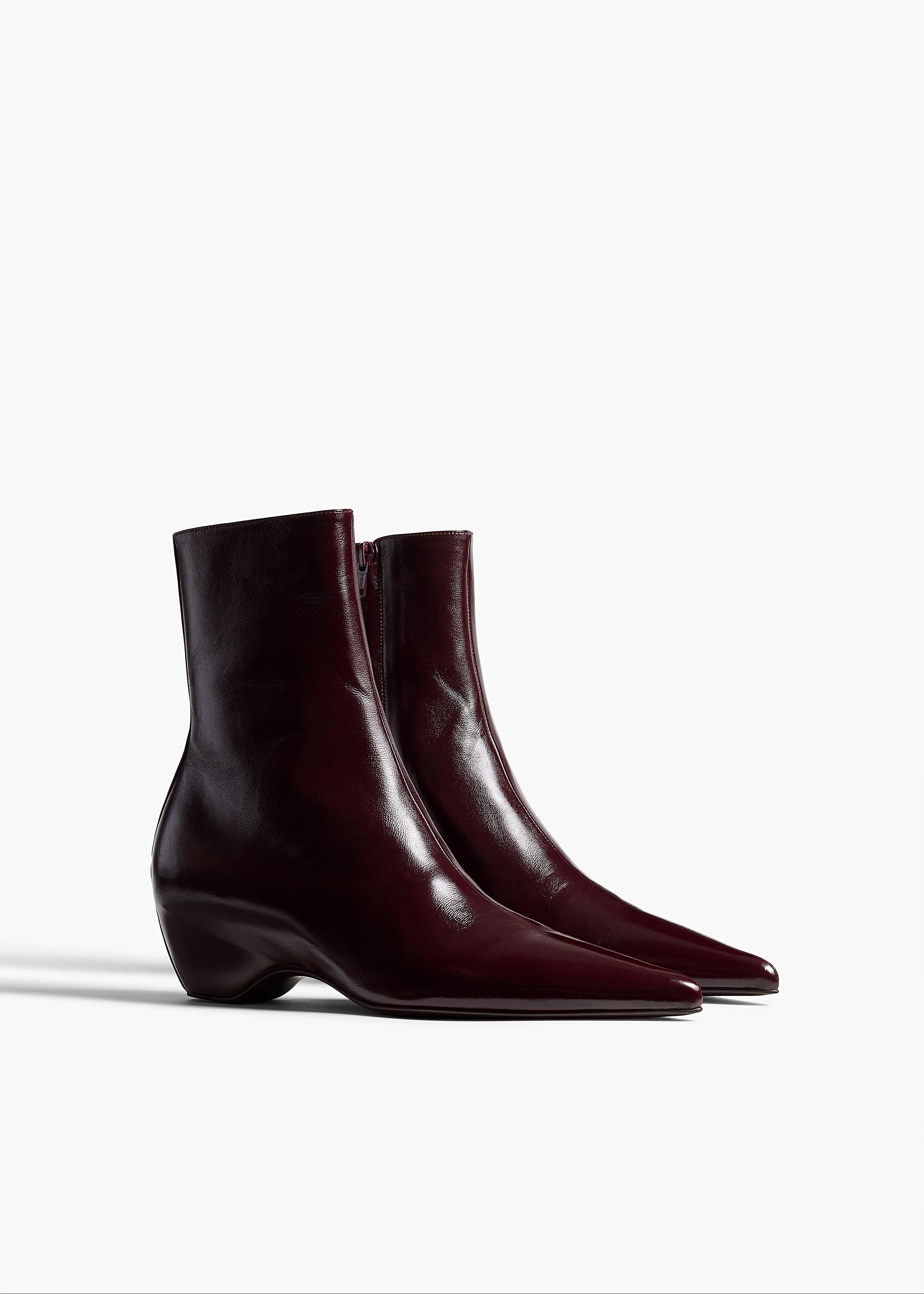 Khaite - Sybil Ankle Boot in Bordeaux Glazed Leather - Image 2
