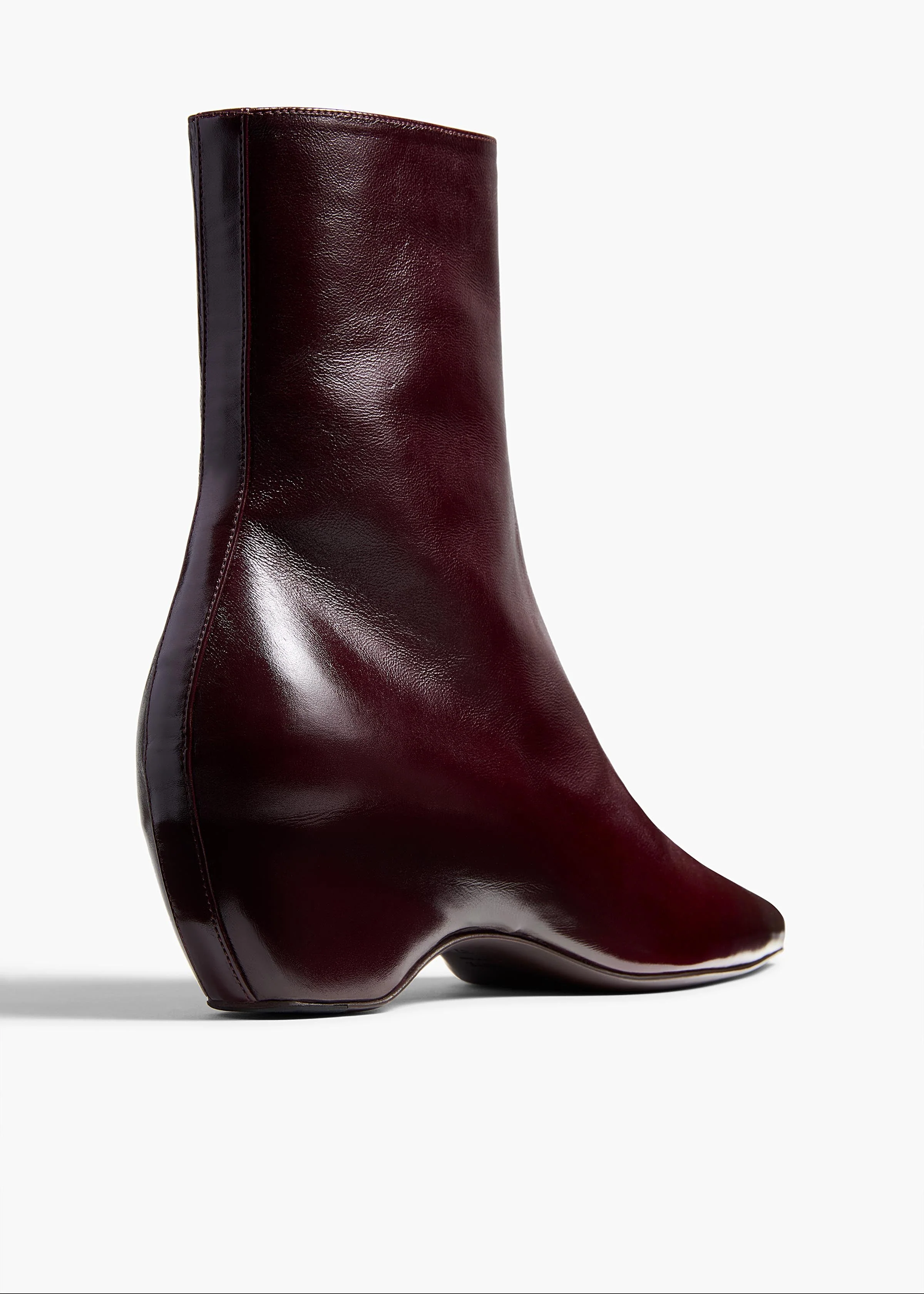 Khaite - Sybil Ankle Boot in Bordeaux Glazed Leather - Image 3