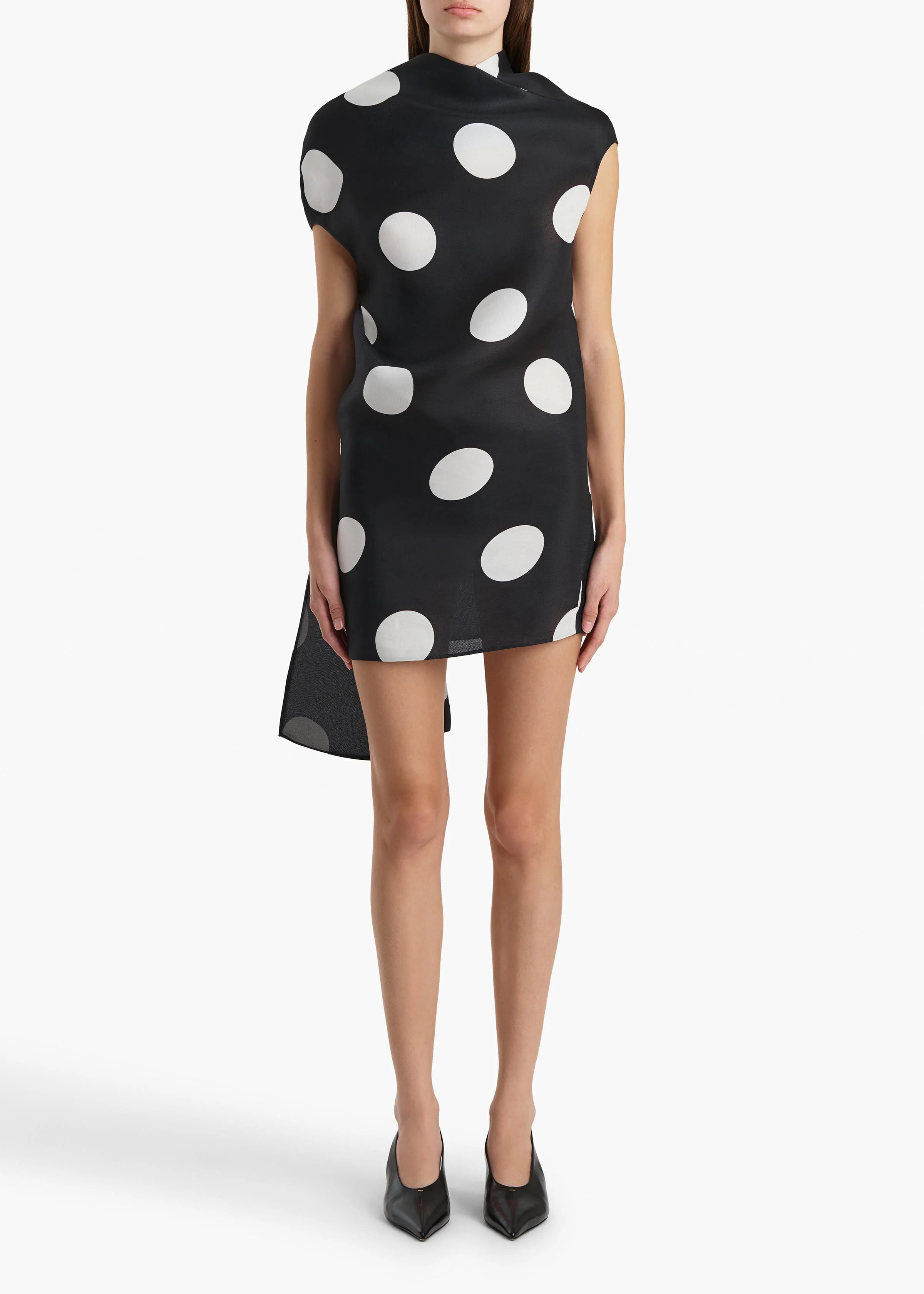 Khaite - Tatia Dress in Black with White Large Dots - Image 2