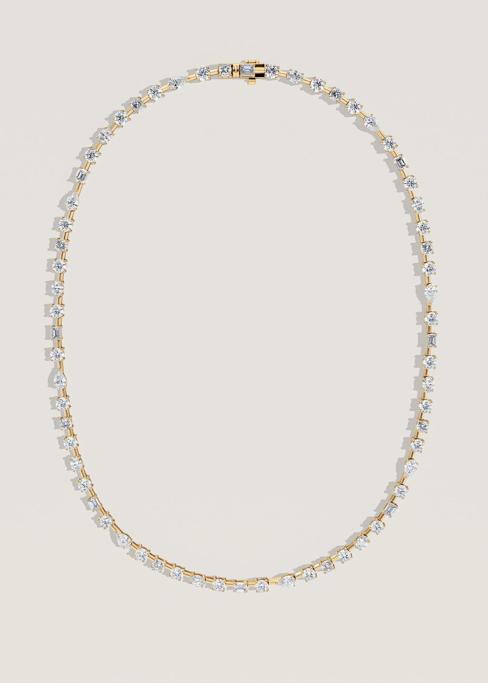 Kinn - Amara Fancy Shape Tennis Necklace Yellow Gold